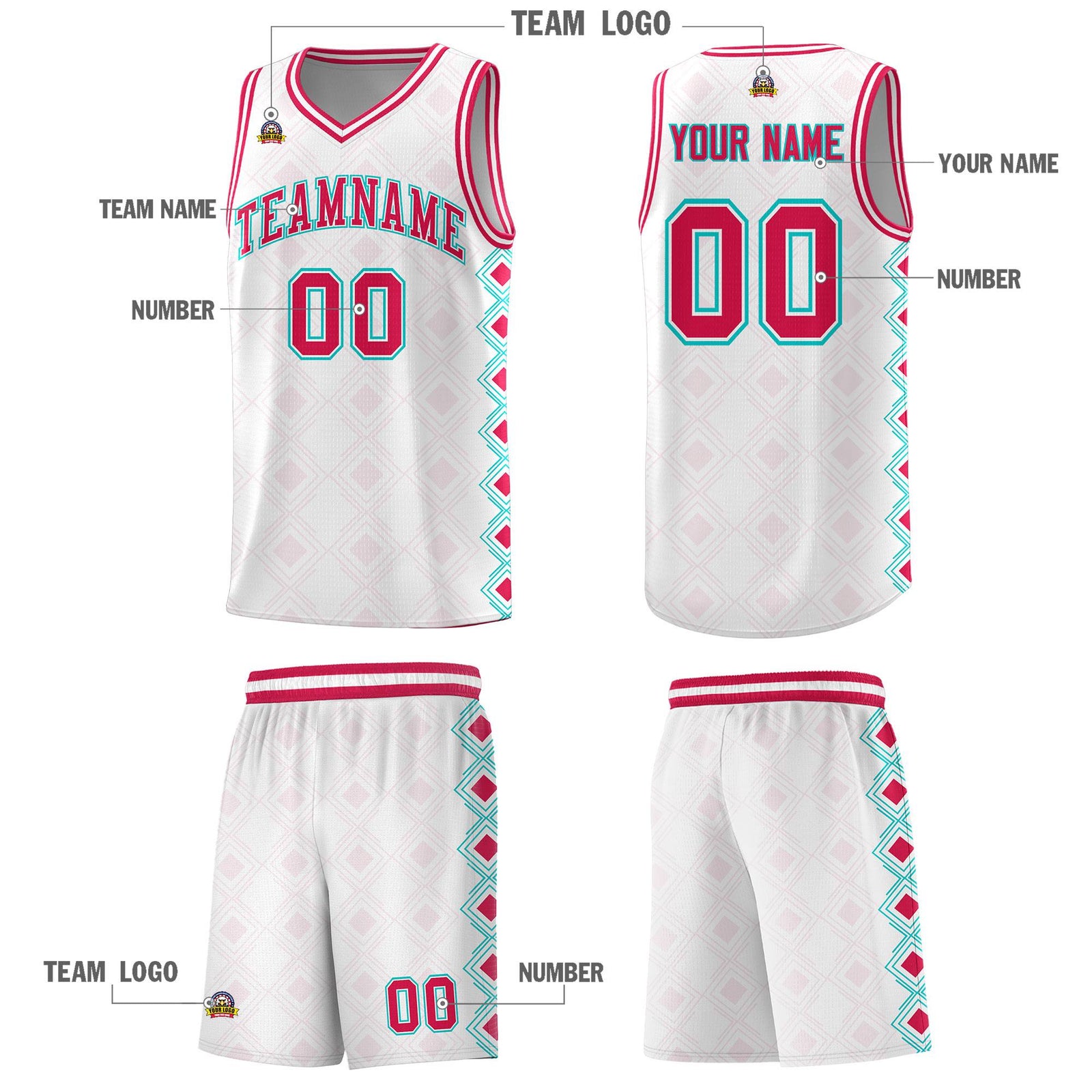 Custom White Side Blocks Sports Uniform Basketball Jersey
