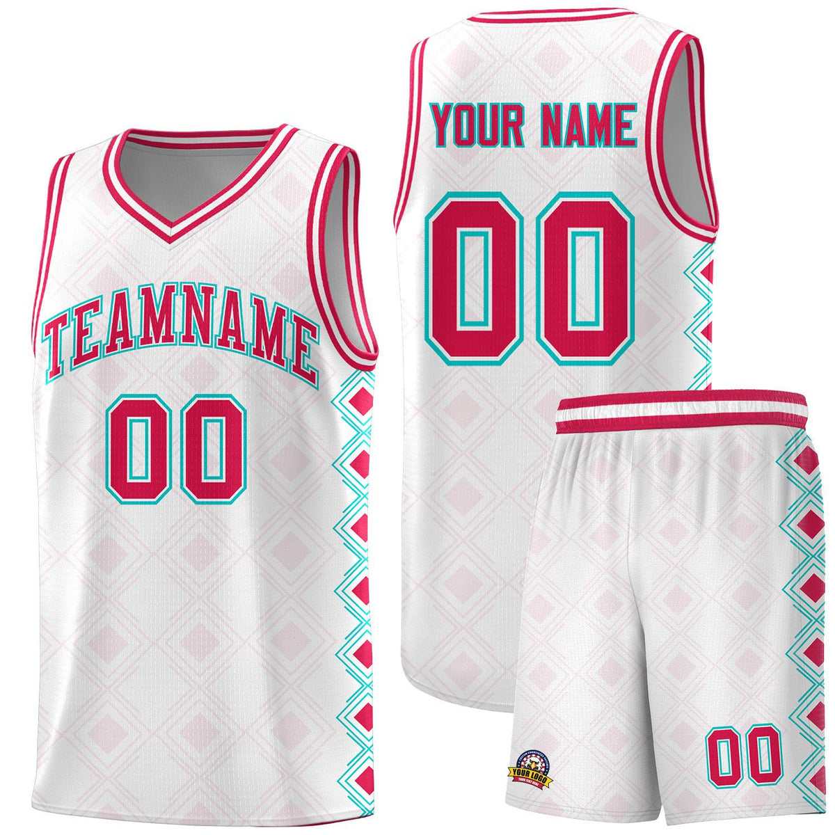 Custom White Side Blocks Sports Uniform Basketball Jersey
