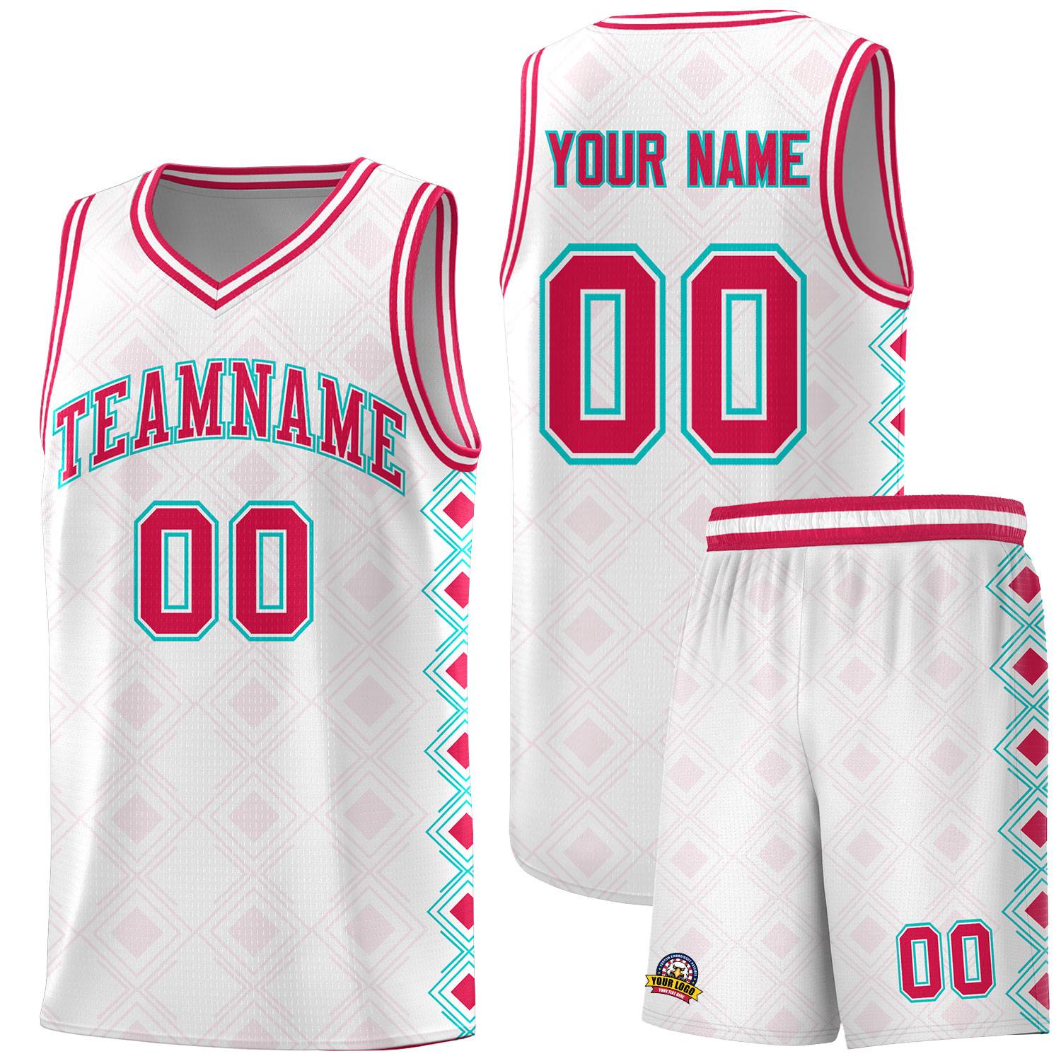 Custom White Side Blocks Sports Uniform Basketball Jersey