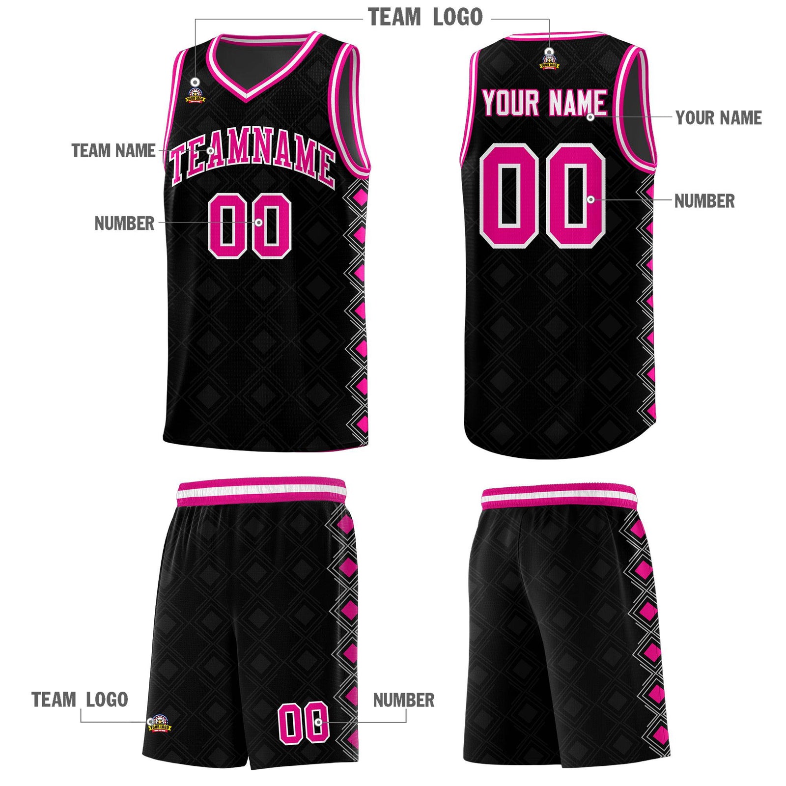 Custom Black Side Blocks Sports Uniform Basketball Jersey