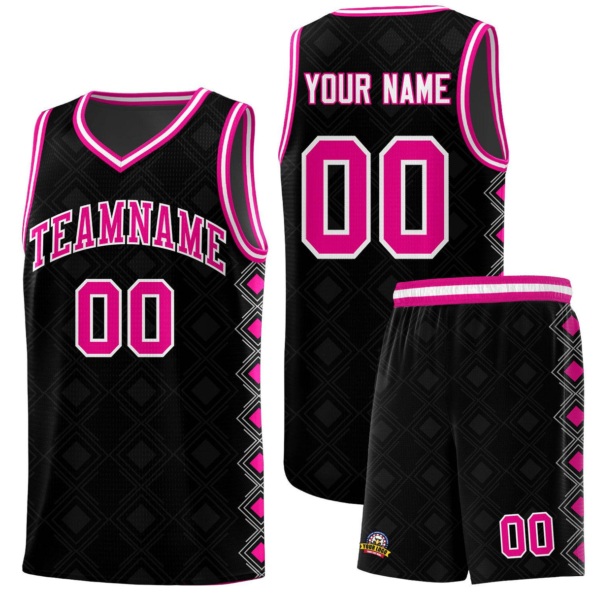 Custom Black Side Blocks Sports Uniform Basketball Jersey