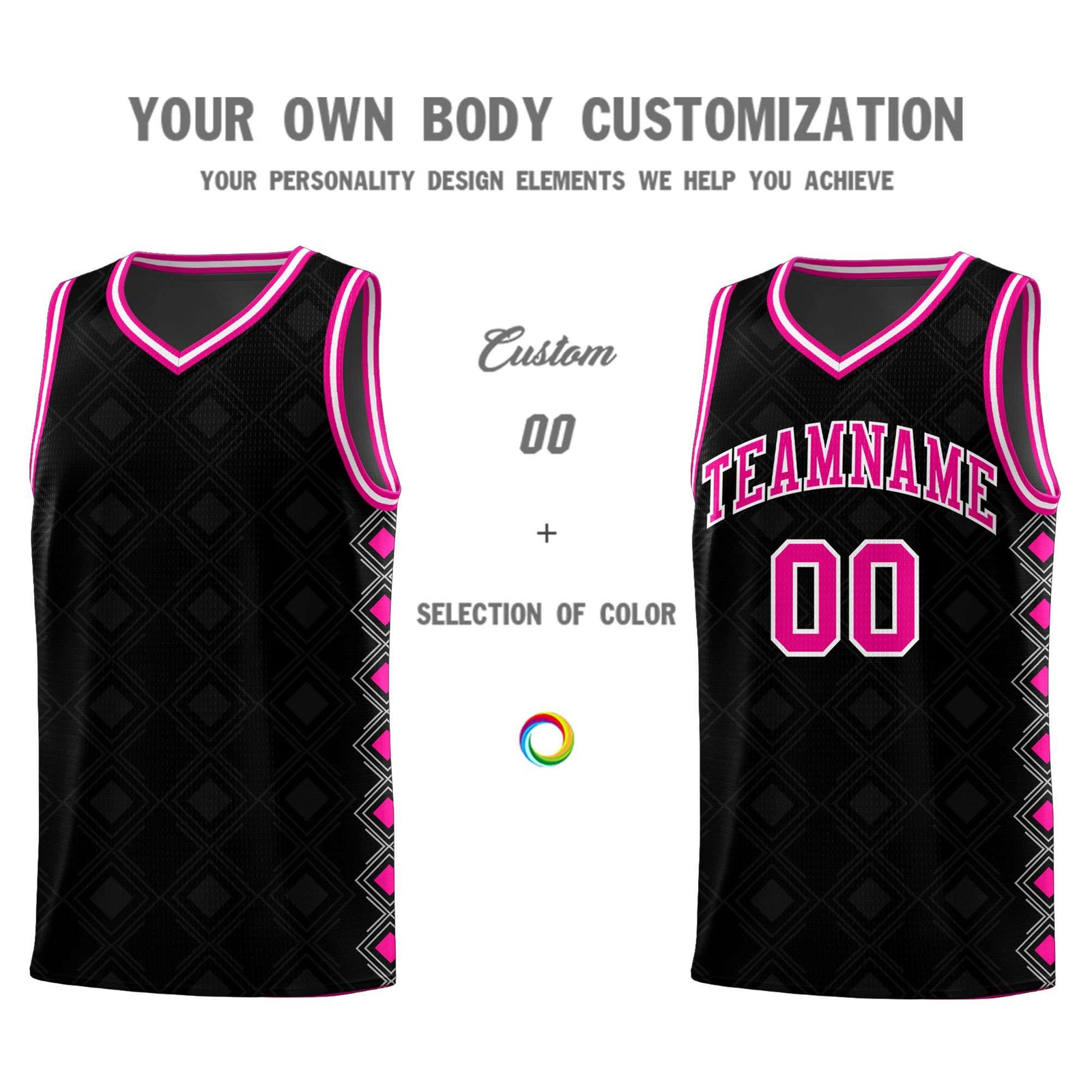 Custom Black Side Blocks Sports Uniform Basketball Jersey
