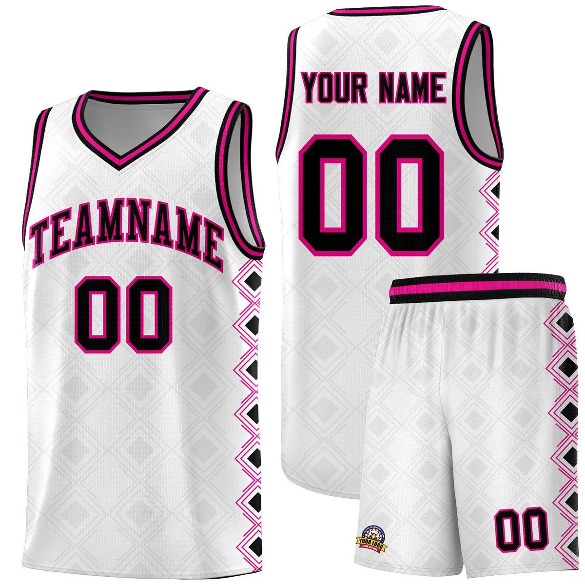 Custom White Side Blocks Sports Uniform Basketball Jersey