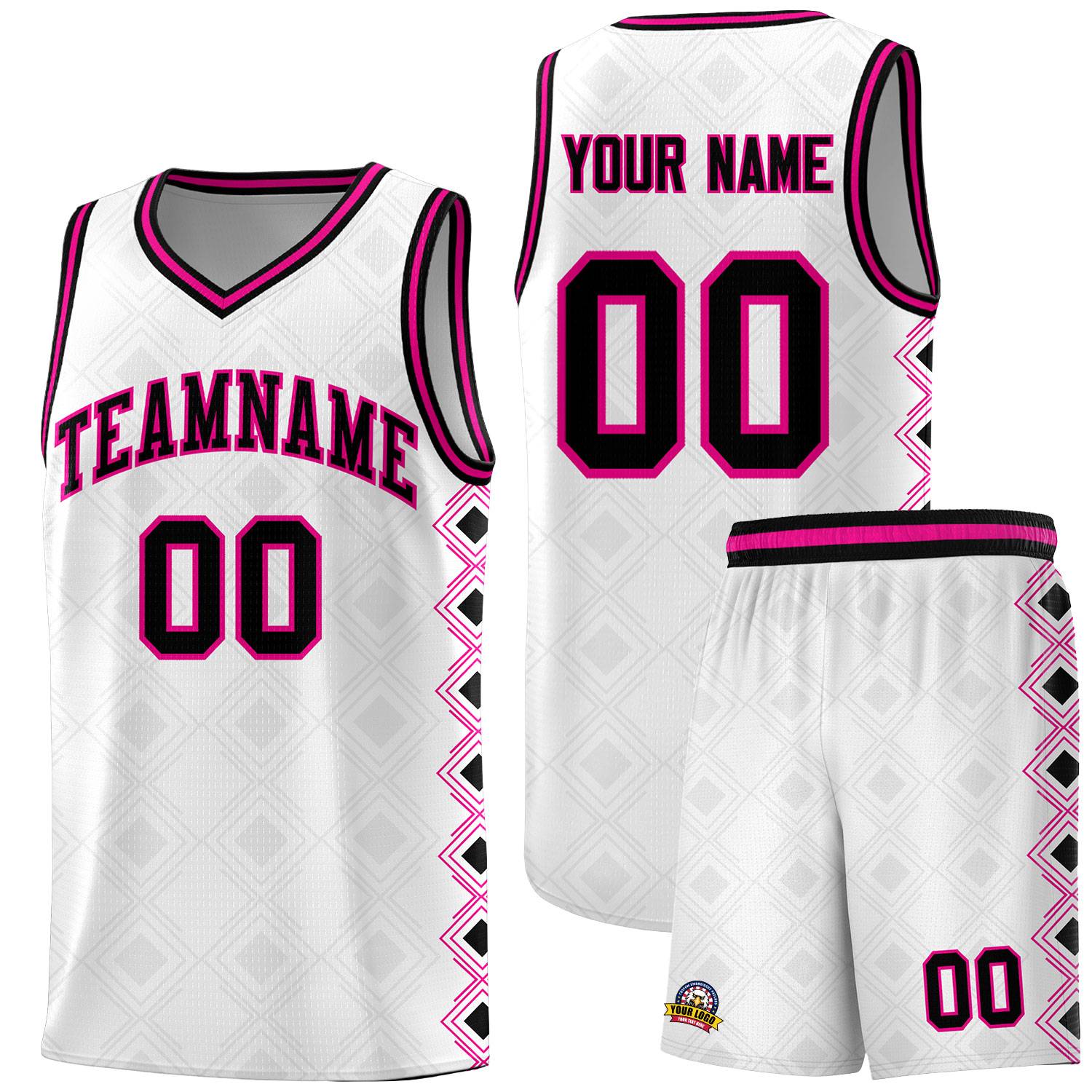 Custom White Side Blocks Sports Uniform Basketball Jersey