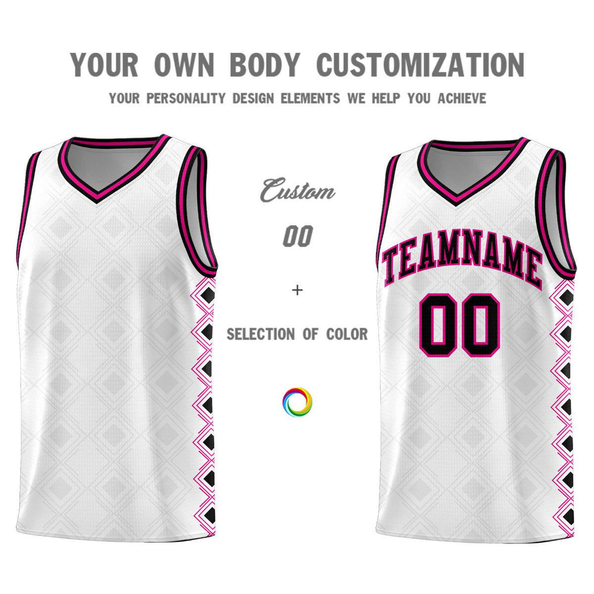 Custom White Side Blocks Sports Uniform Basketball Jersey