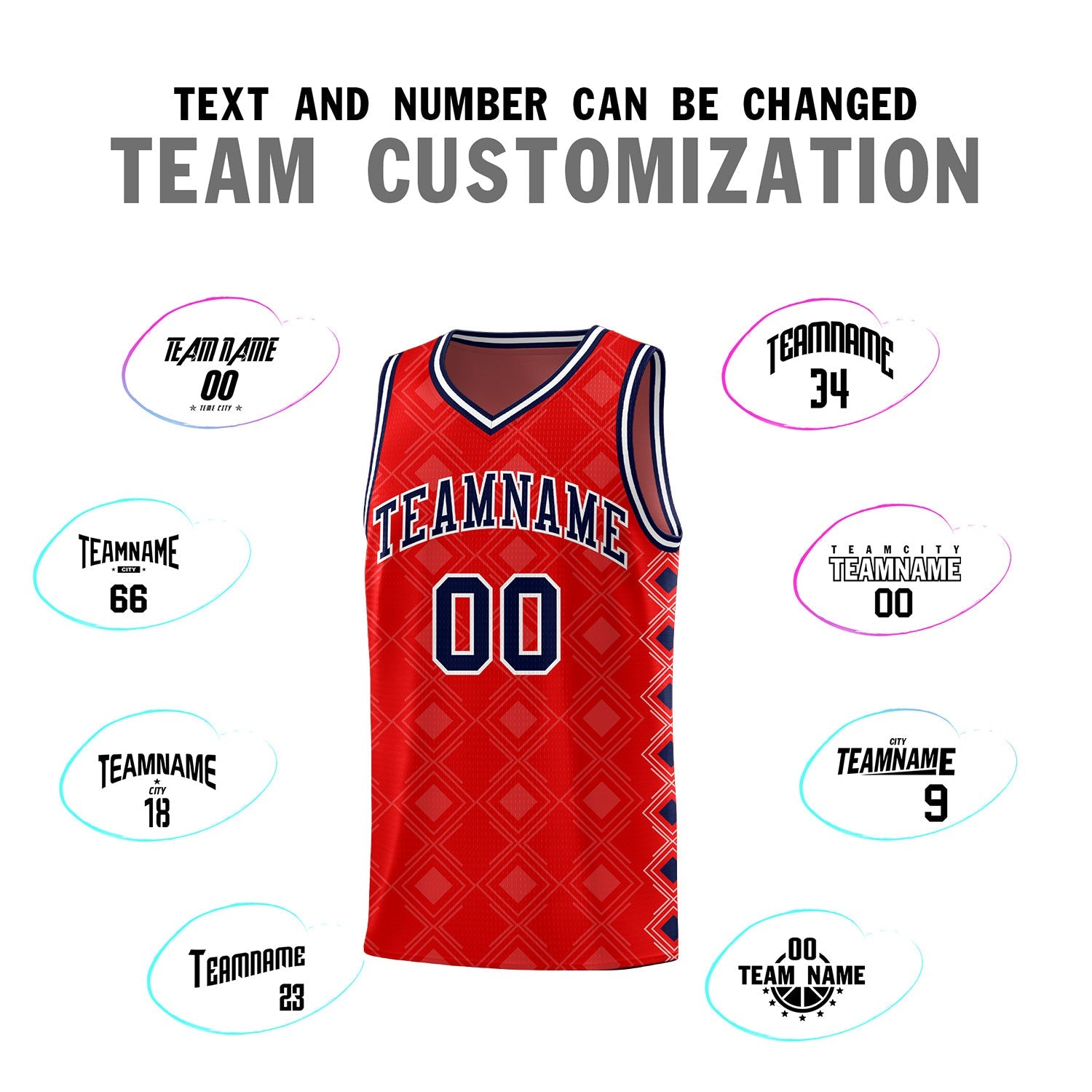 Custom Red Side Blocks Sports Uniform Basketball Jersey