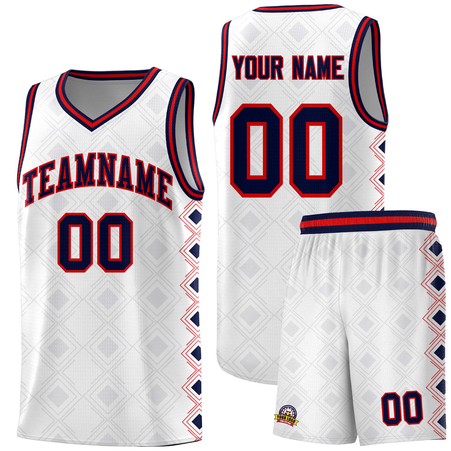 Custom White Side Blocks Sports Uniform Basketball Jersey