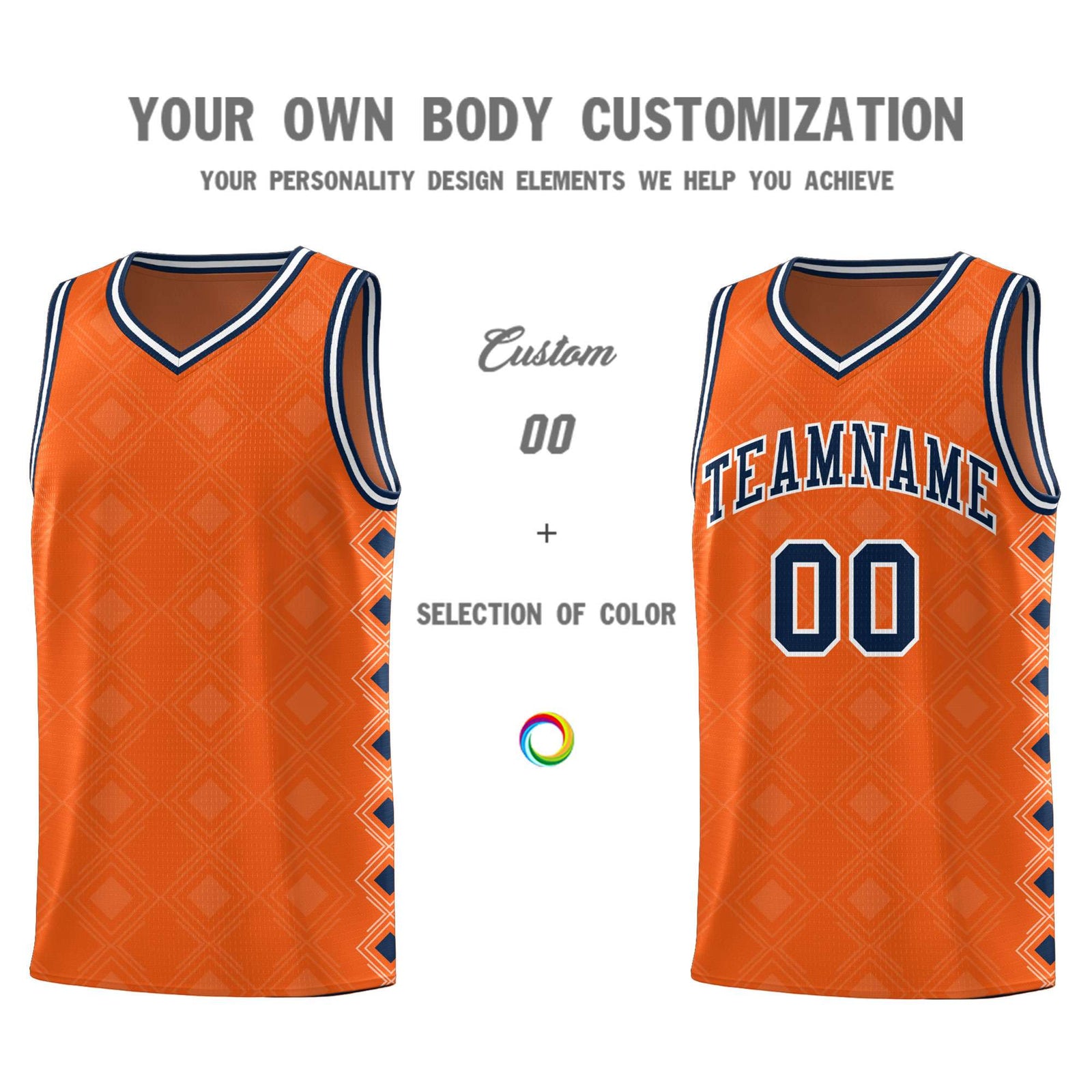 Custom Orange Side Blocks Sports Uniform Basketball Jersey