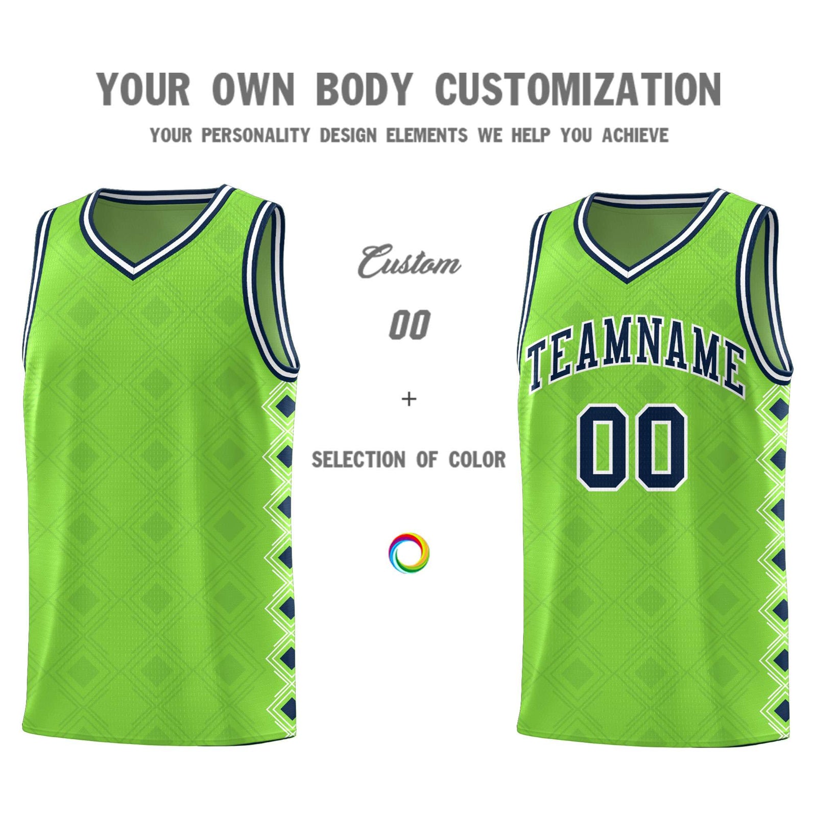 Custom Neon Green Side Blocks Sports Uniform Basketball Jersey