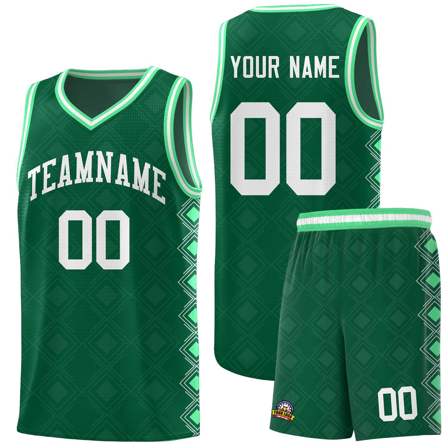 Custom Kelly Green Side Blocks Sports Uniform Basketball Jersey