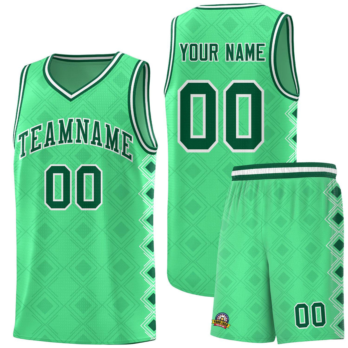 Custom Bright Green Side Blocks Sports Uniform Basketball Jersey