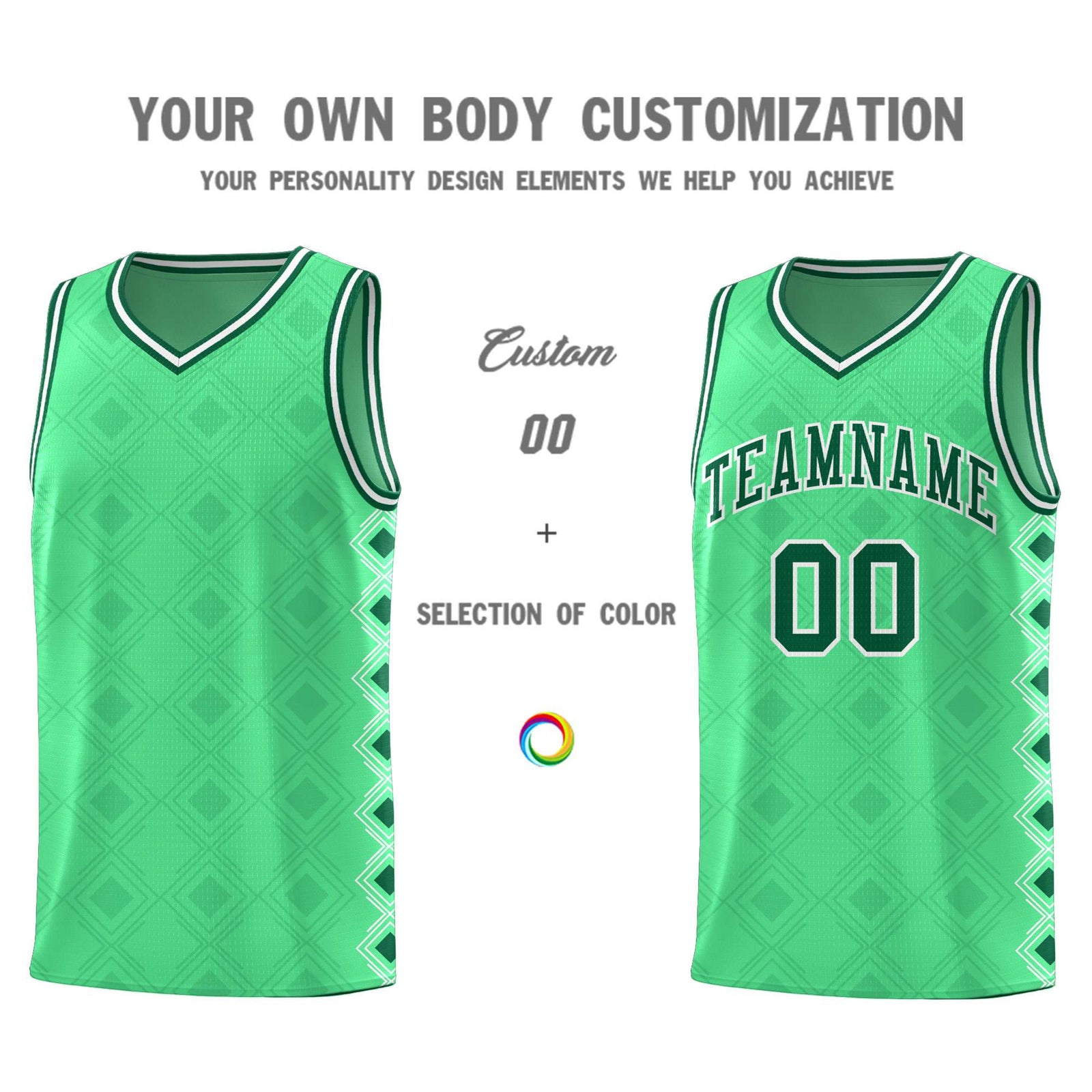 Custom Bright Green Side Blocks Sports Uniform Basketball Jersey