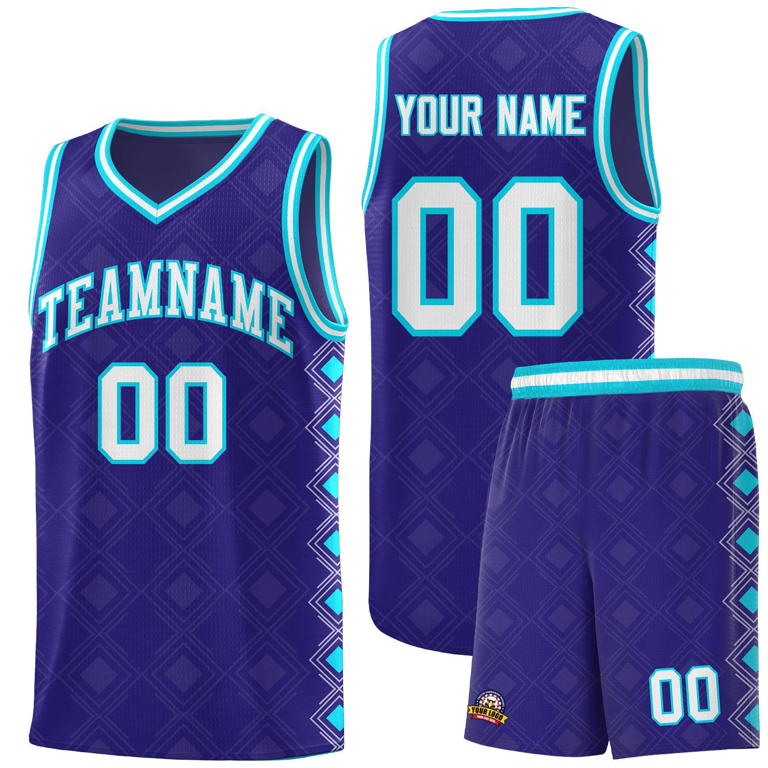 Custom Royal Side Blocks Sports Uniform Basketball Jersey