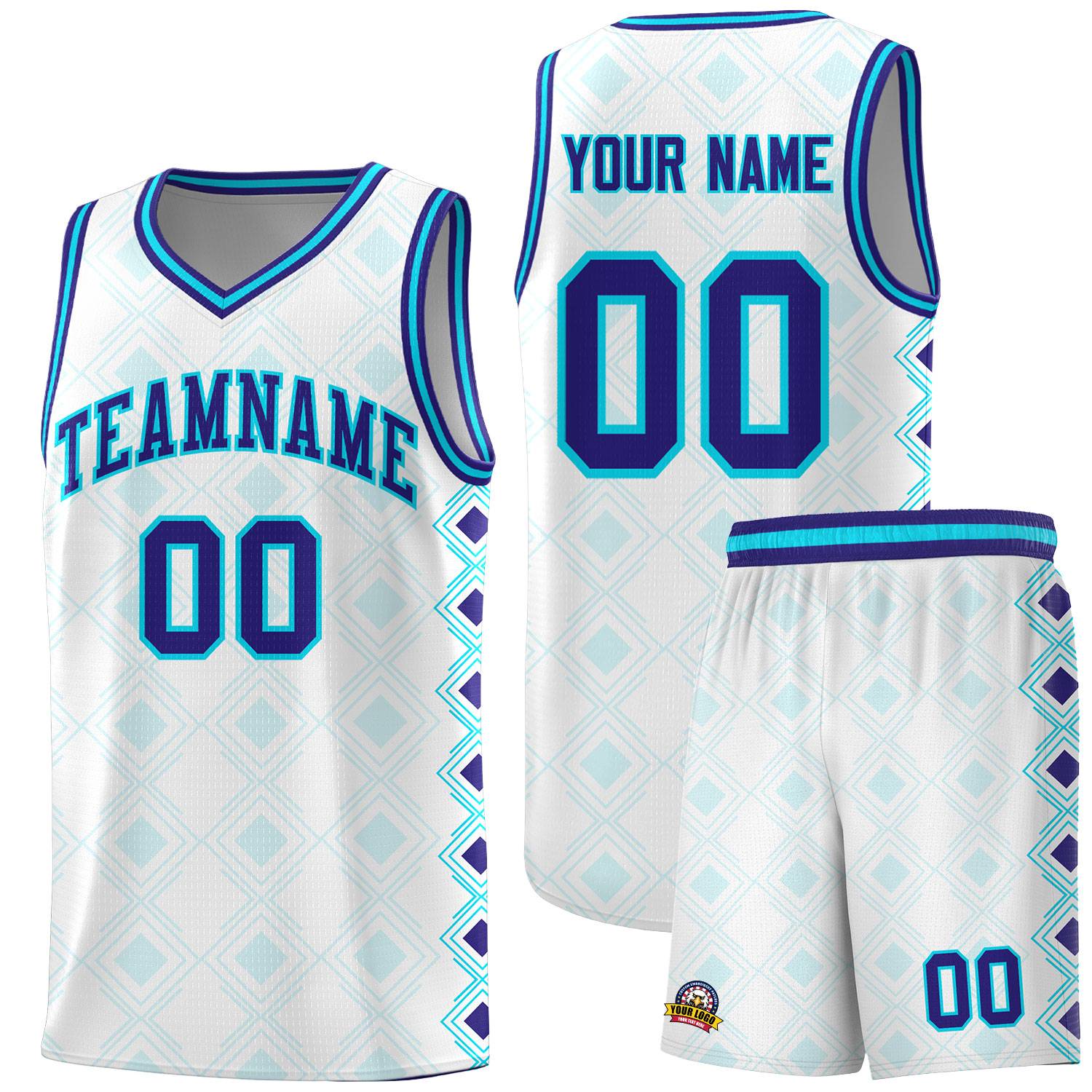 Custom White Side Blocks Sports Uniform Basketball Jersey