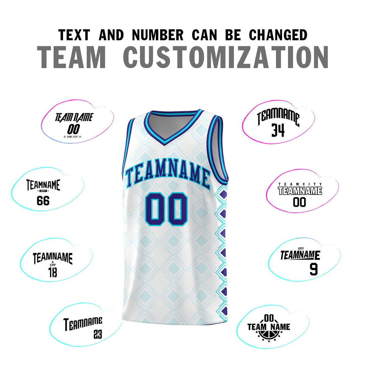 Custom White Side Blocks Sports Uniform Basketball Jersey