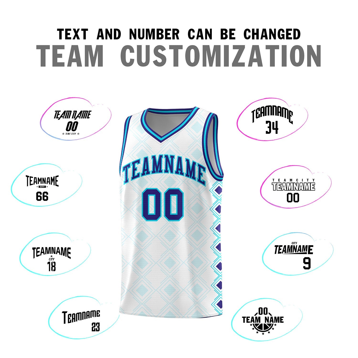 Custom White Side Blocks Sports Uniform Basketball Jersey