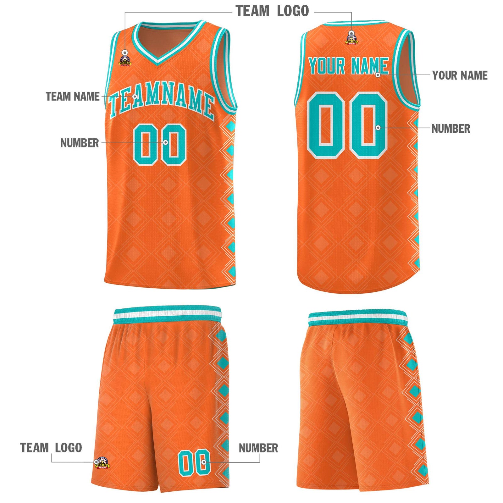 Custom Orange Side Blocks Sports Uniform Basketball Jersey
