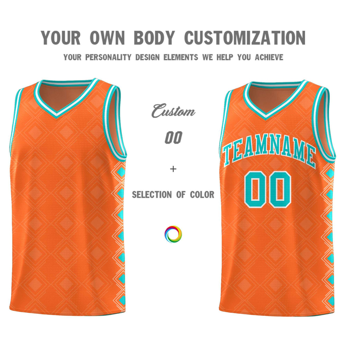 Custom Orange Side Blocks Sports Uniform Basketball Jersey