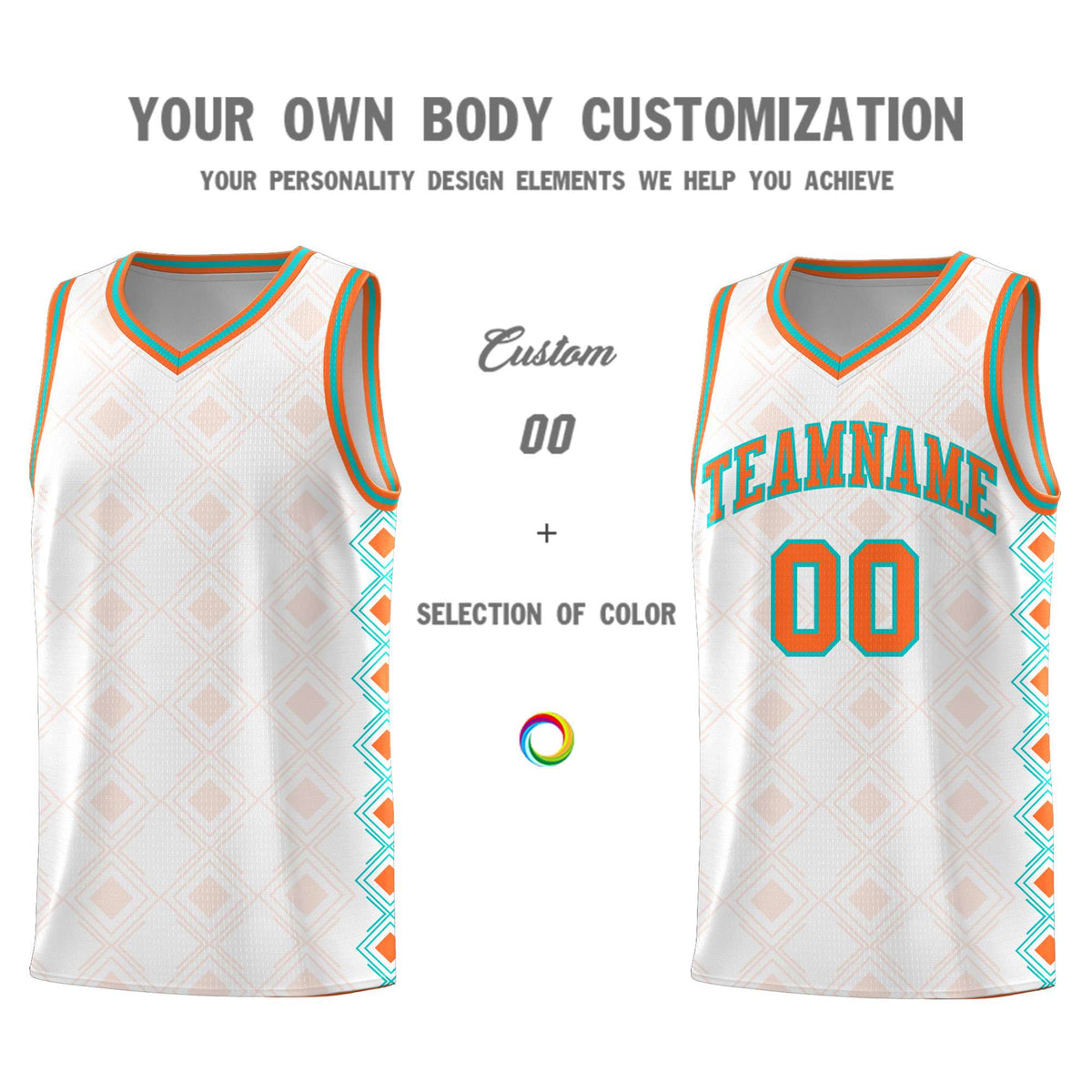Custom White Side Blocks Sports Uniform Basketball Jersey