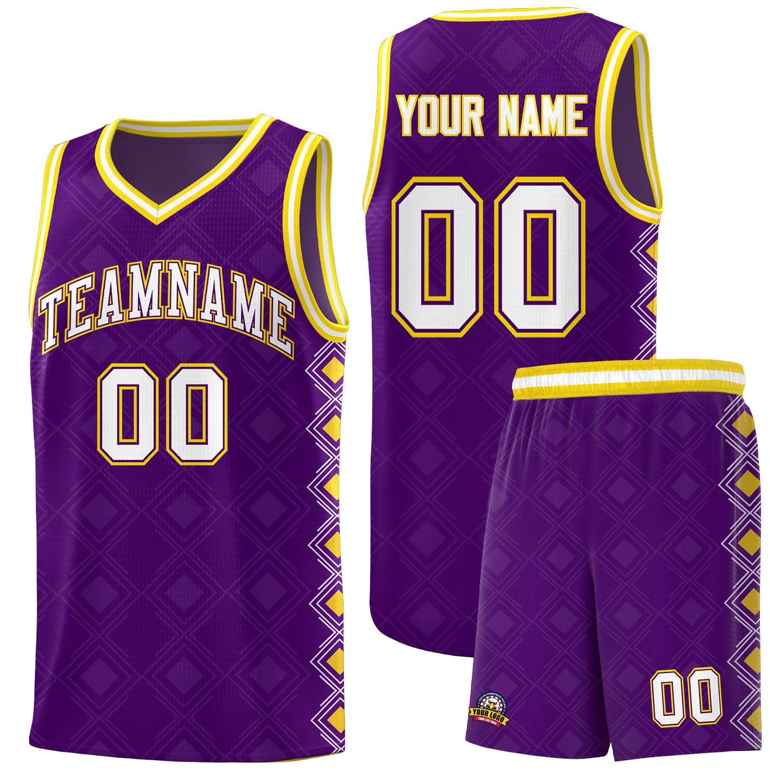 Custom Purple Side Blocks Sports Uniform Basketball Jersey