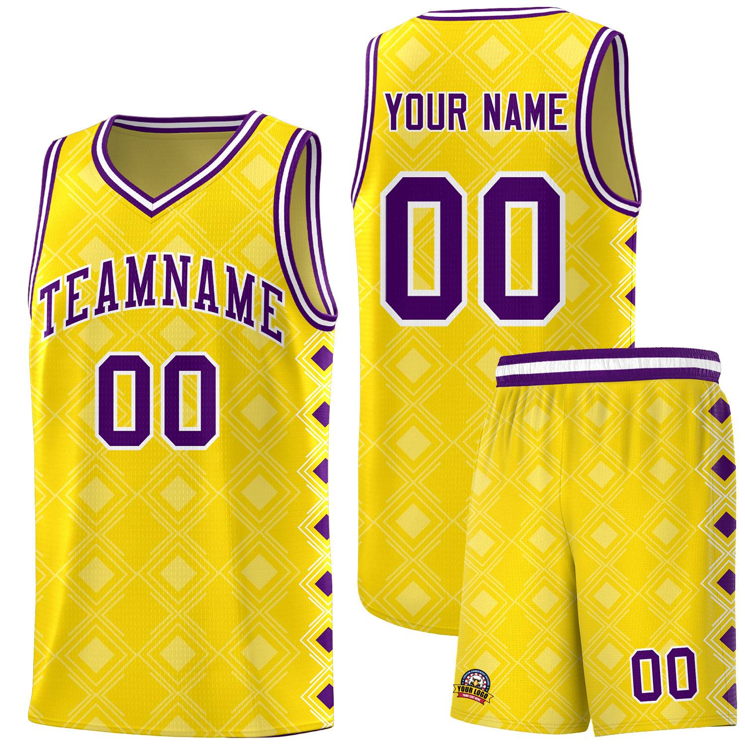 Custom Gold Side Blocks Sports Uniform Basketball Jersey