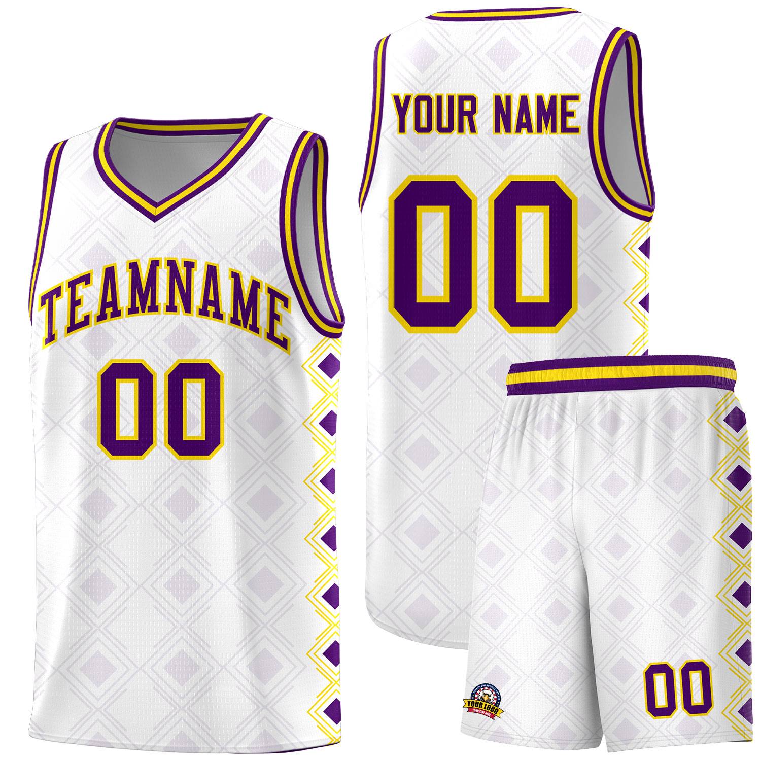 Custom White Side Blocks Sports Uniform Basketball Jersey