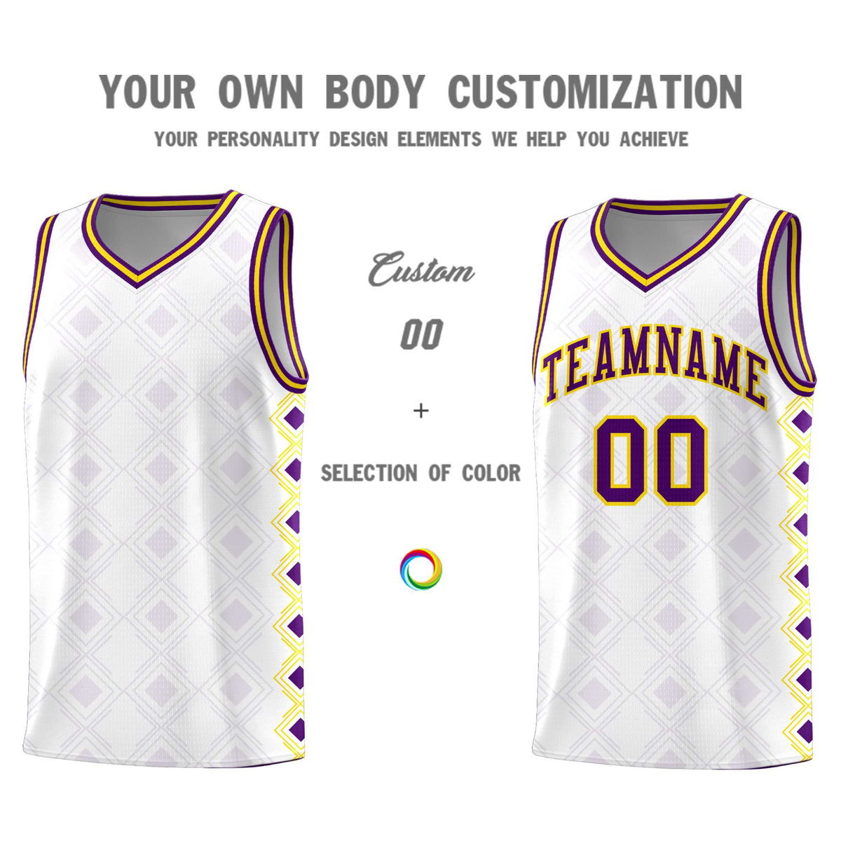 Custom White Side Blocks Sports Uniform Basketball Jersey