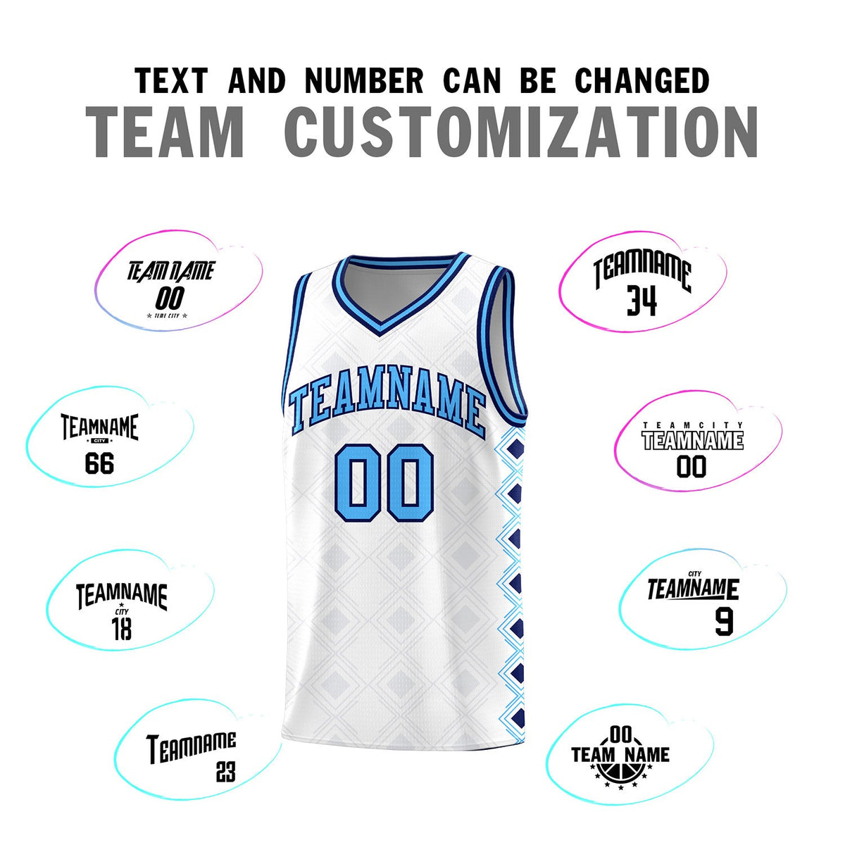 Custom White Side Blocks Sports Uniform Basketball Jersey