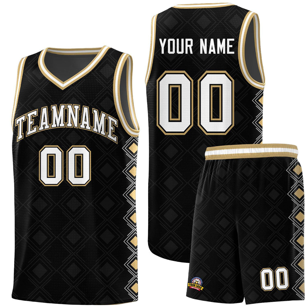 Custom Black Side Blocks Sports Uniform Basketball Jersey