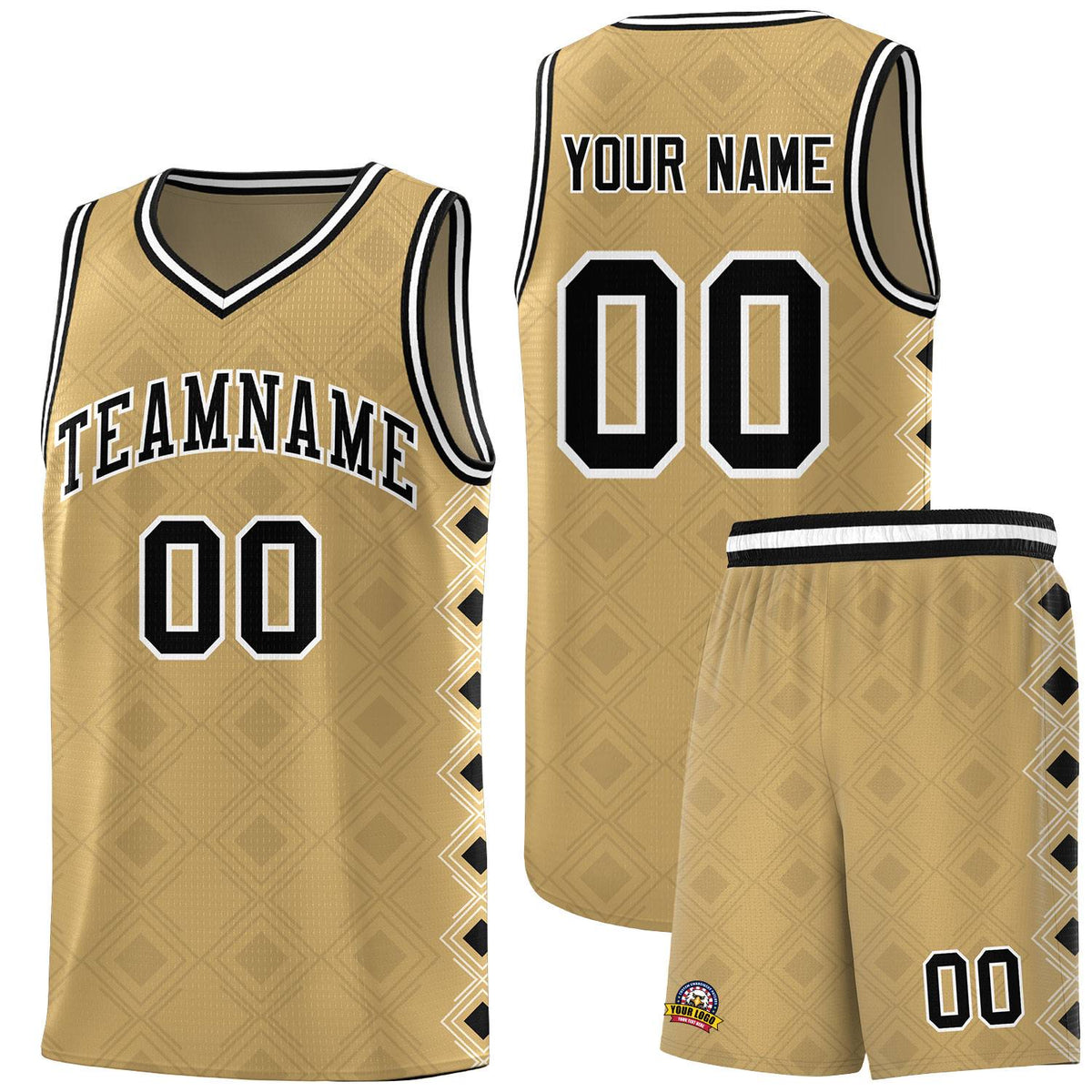Custom Old Gold Side Blocks Sports Uniform Basketball Jersey