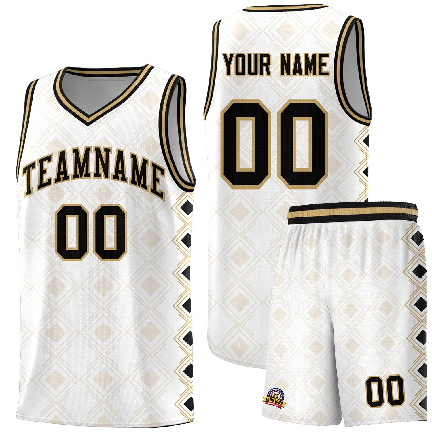 Custom White Side Blocks Sports Uniform Basketball Jersey