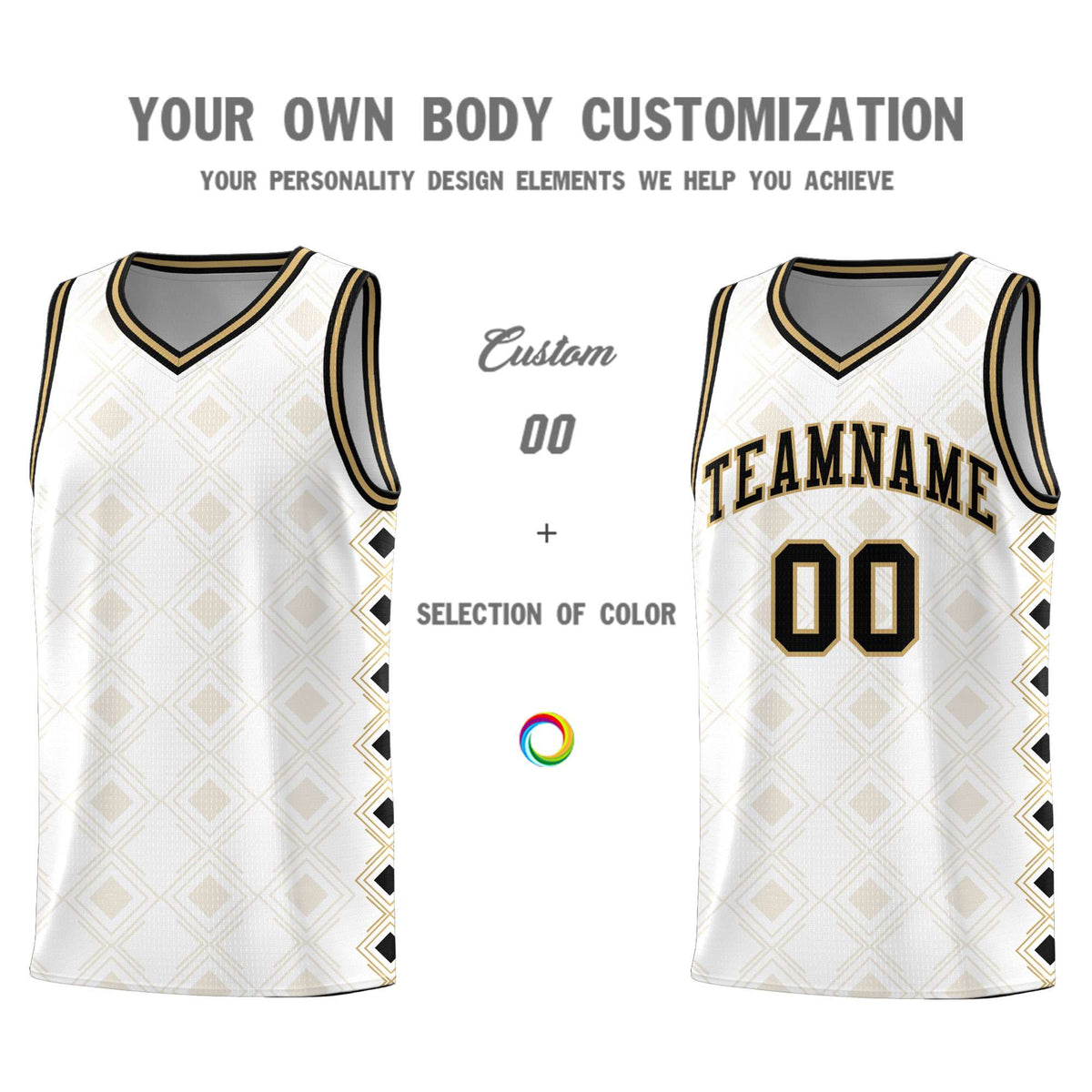 Custom White Side Blocks Sports Uniform Basketball Jersey