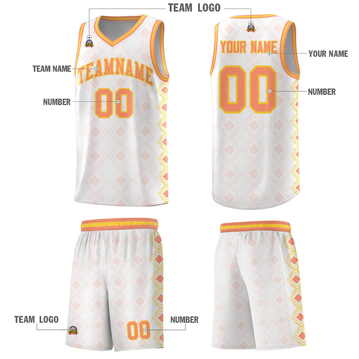 Custom White Side Blocks Sports Uniform Basketball Jersey