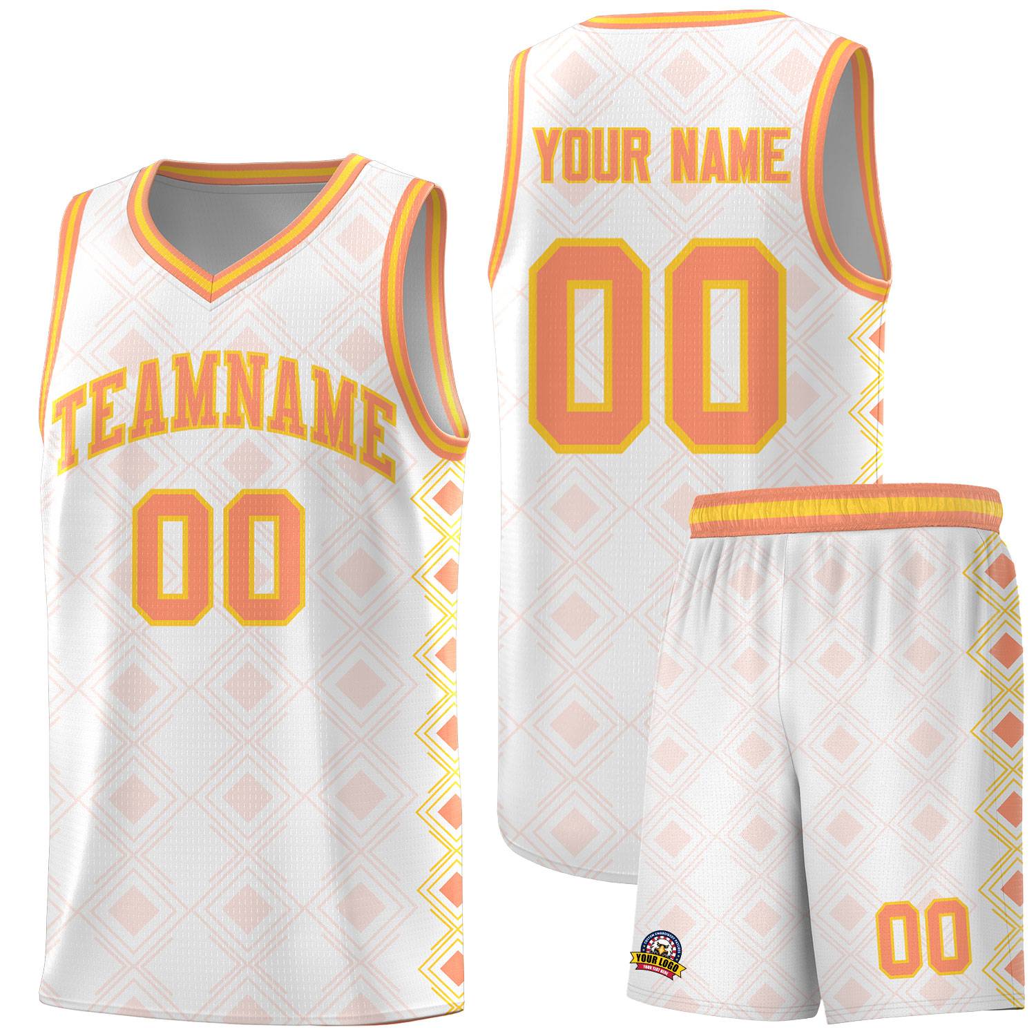 Custom White Side Blocks Sports Uniform Basketball Jersey