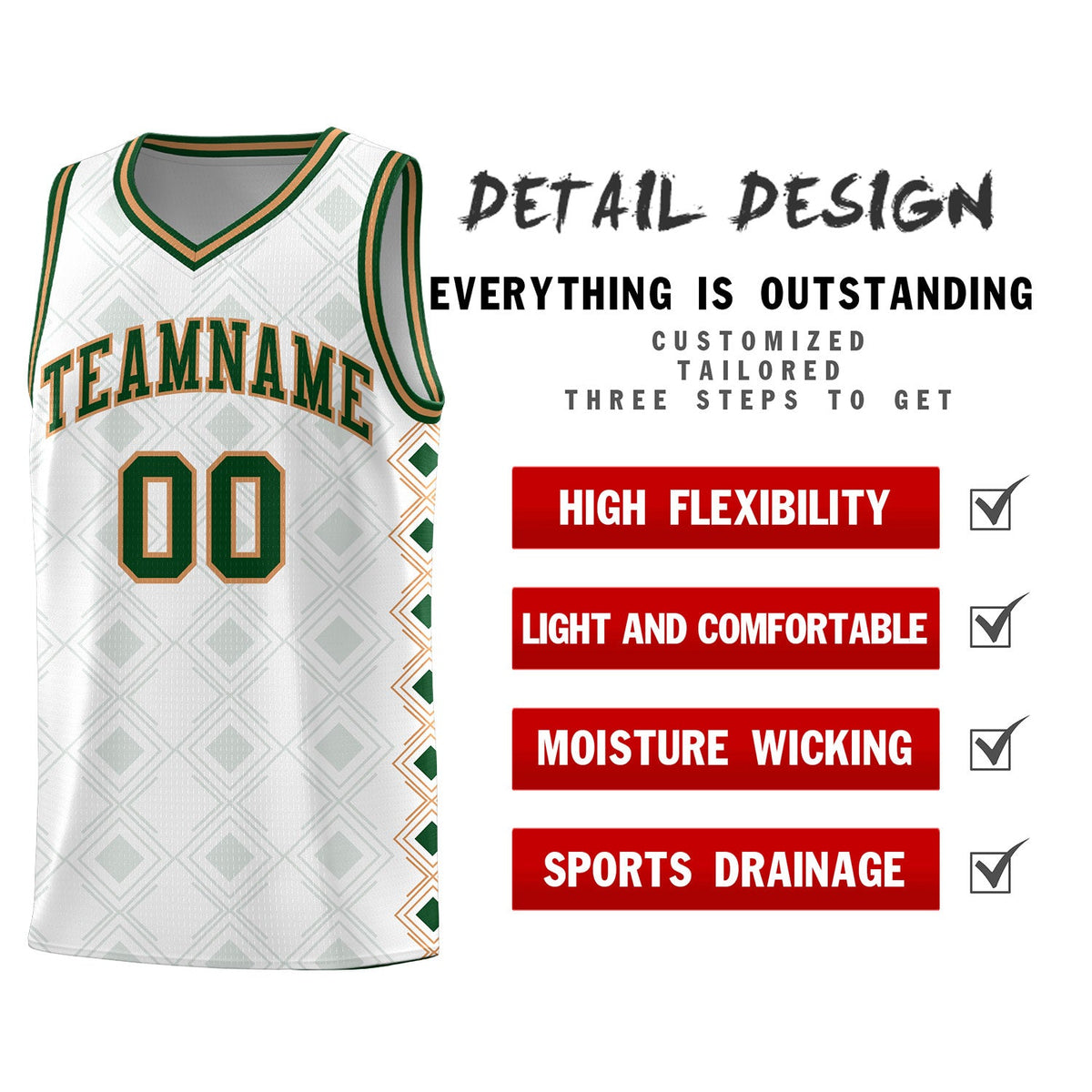 Custom White Side Blocks Sports Uniform Basketball Jersey