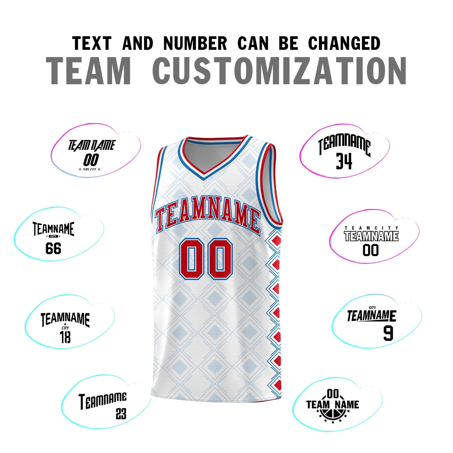 Custom White Side Blocks Sports Uniform Basketball Jersey