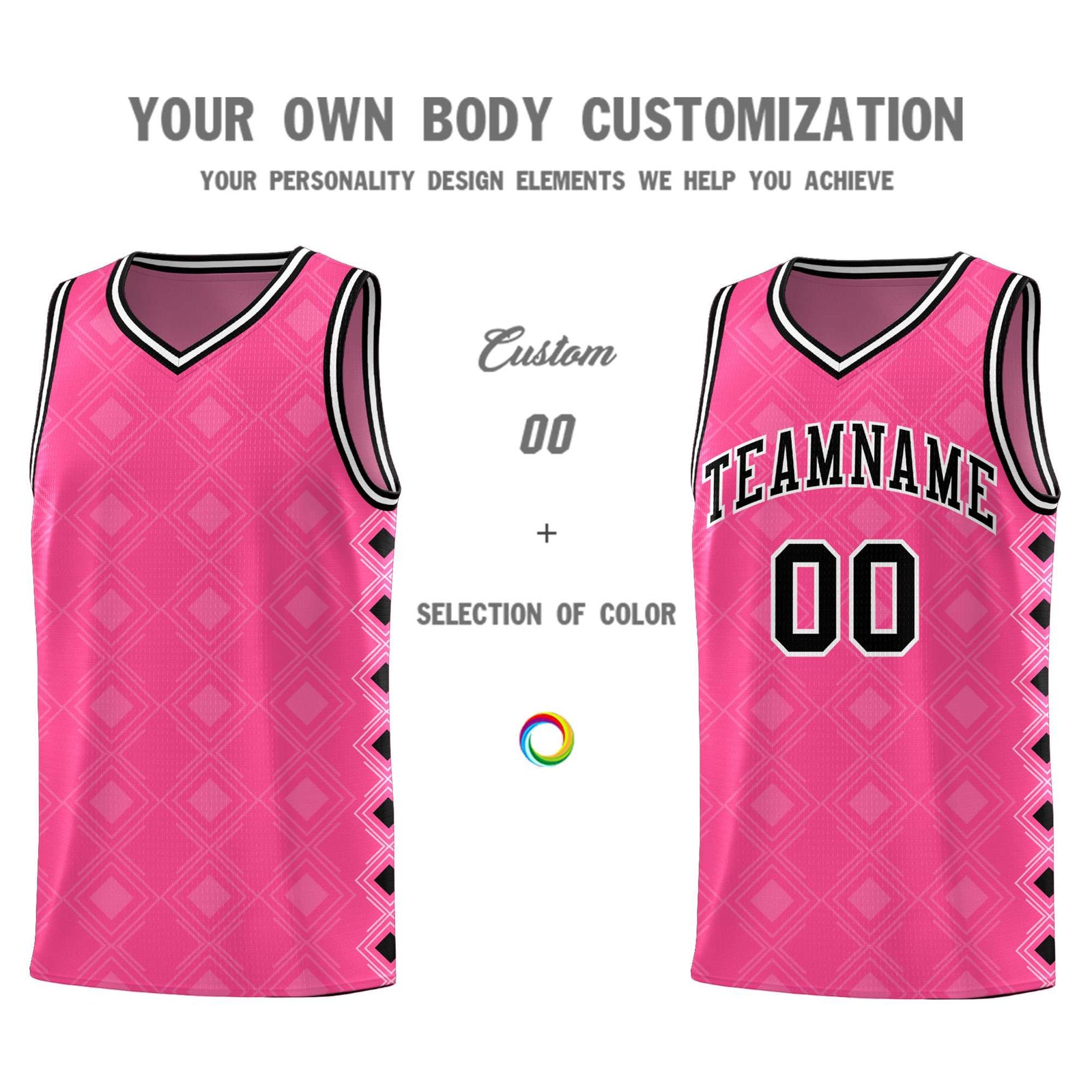Custom Pink Side Blocks Sports Uniform Basketball Jersey