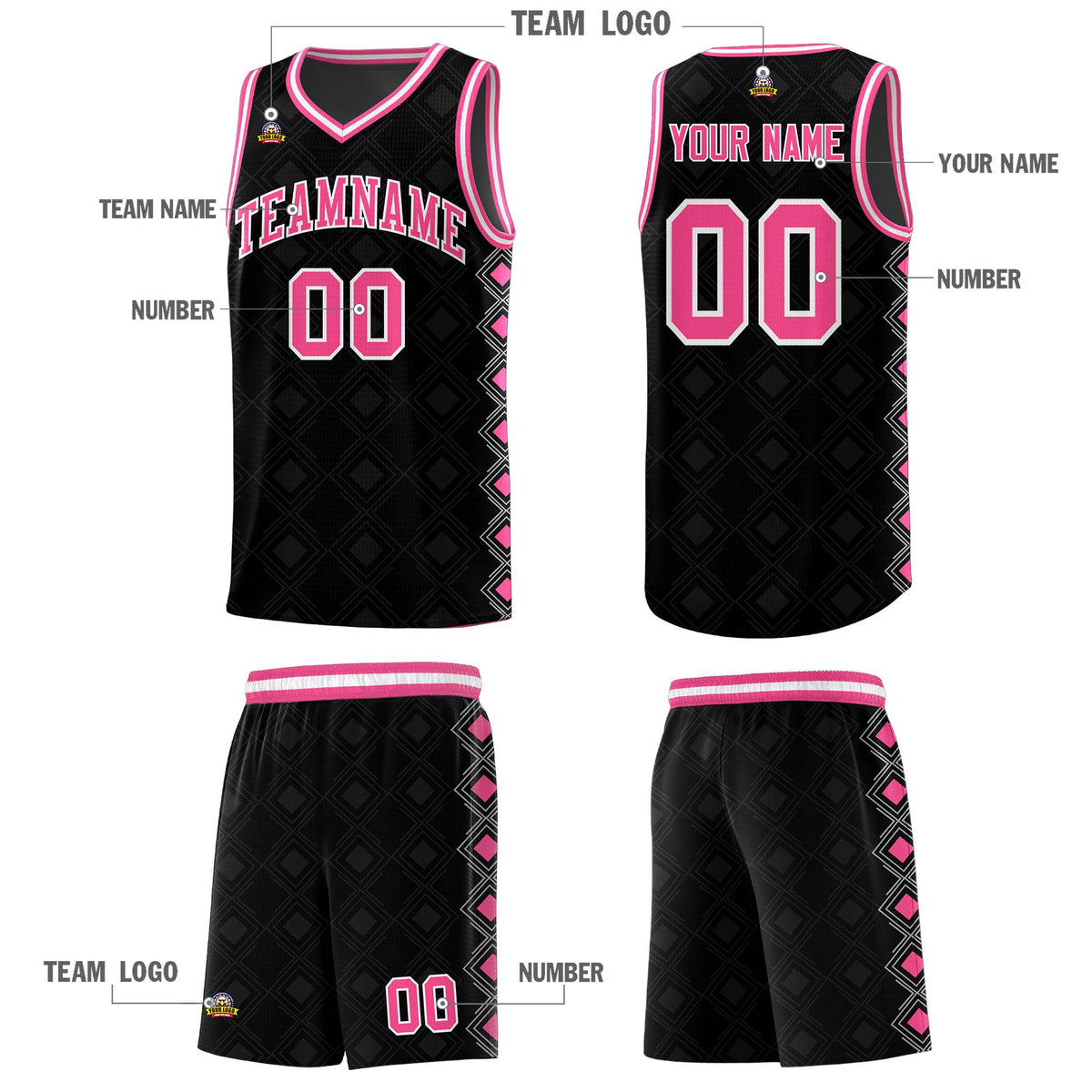 Custom Black Side Blocks Sports Uniform Basketball Jersey