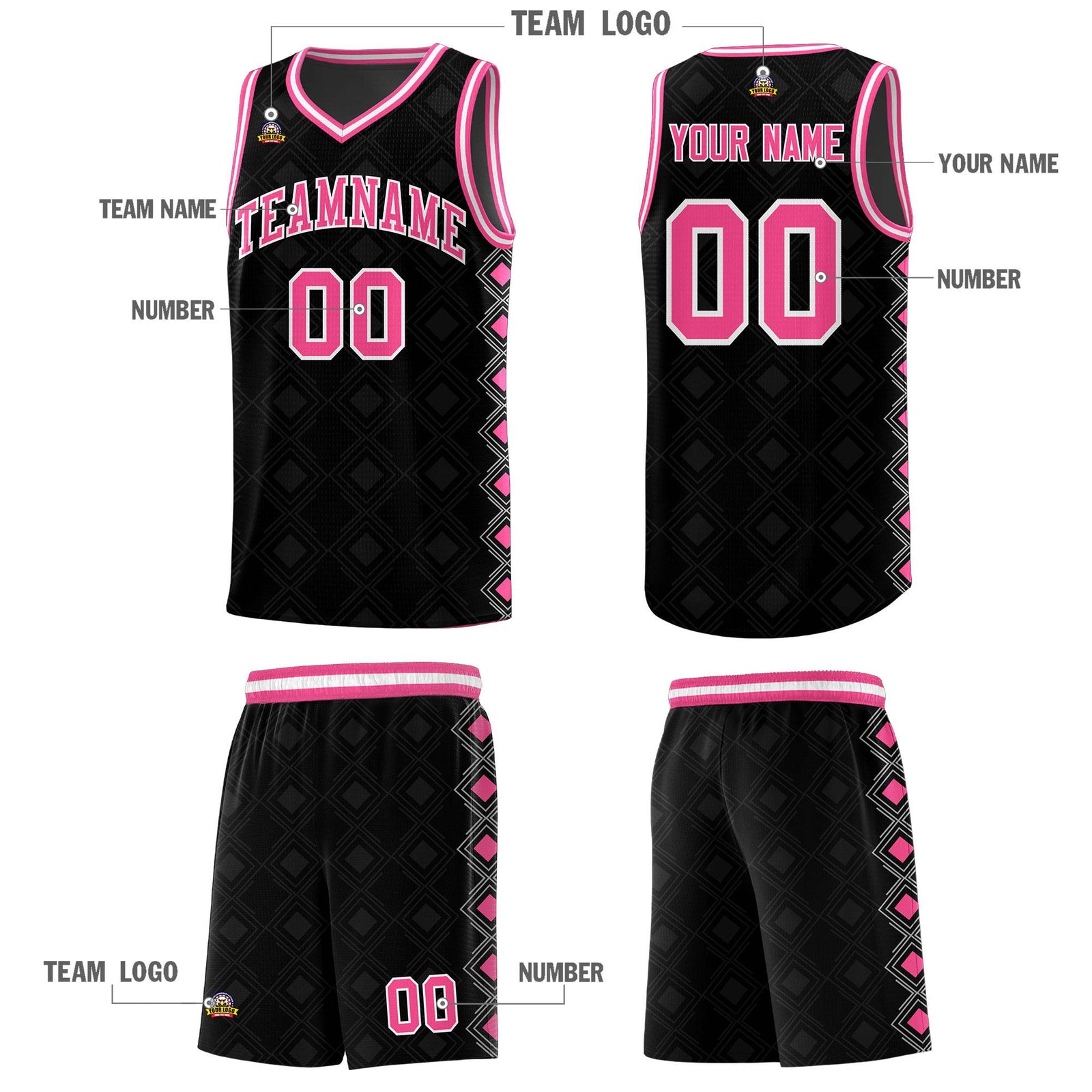 Custom Black Side Blocks Sports Uniform Basketball Jersey