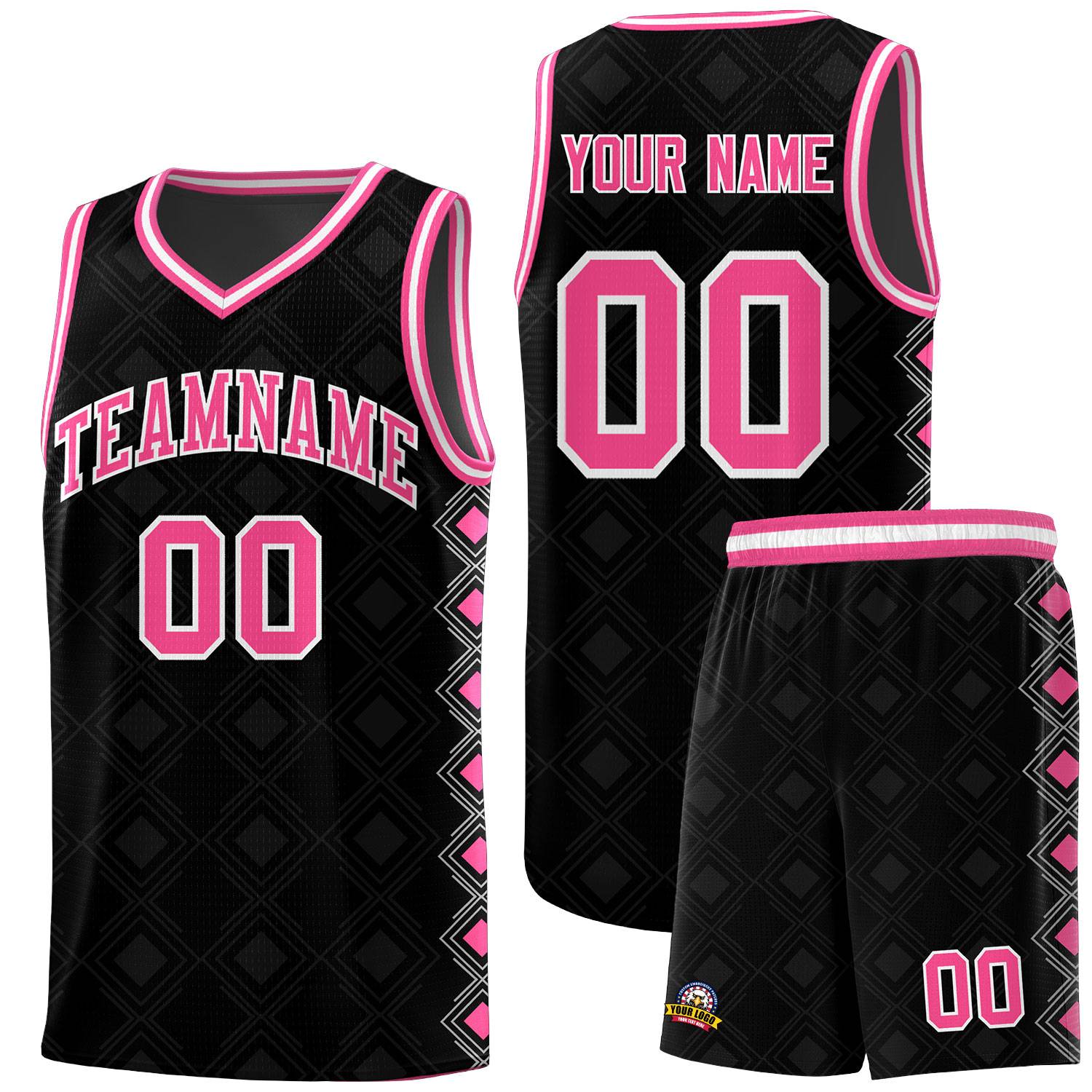 Custom Black Side Blocks Sports Uniform Basketball Jersey
