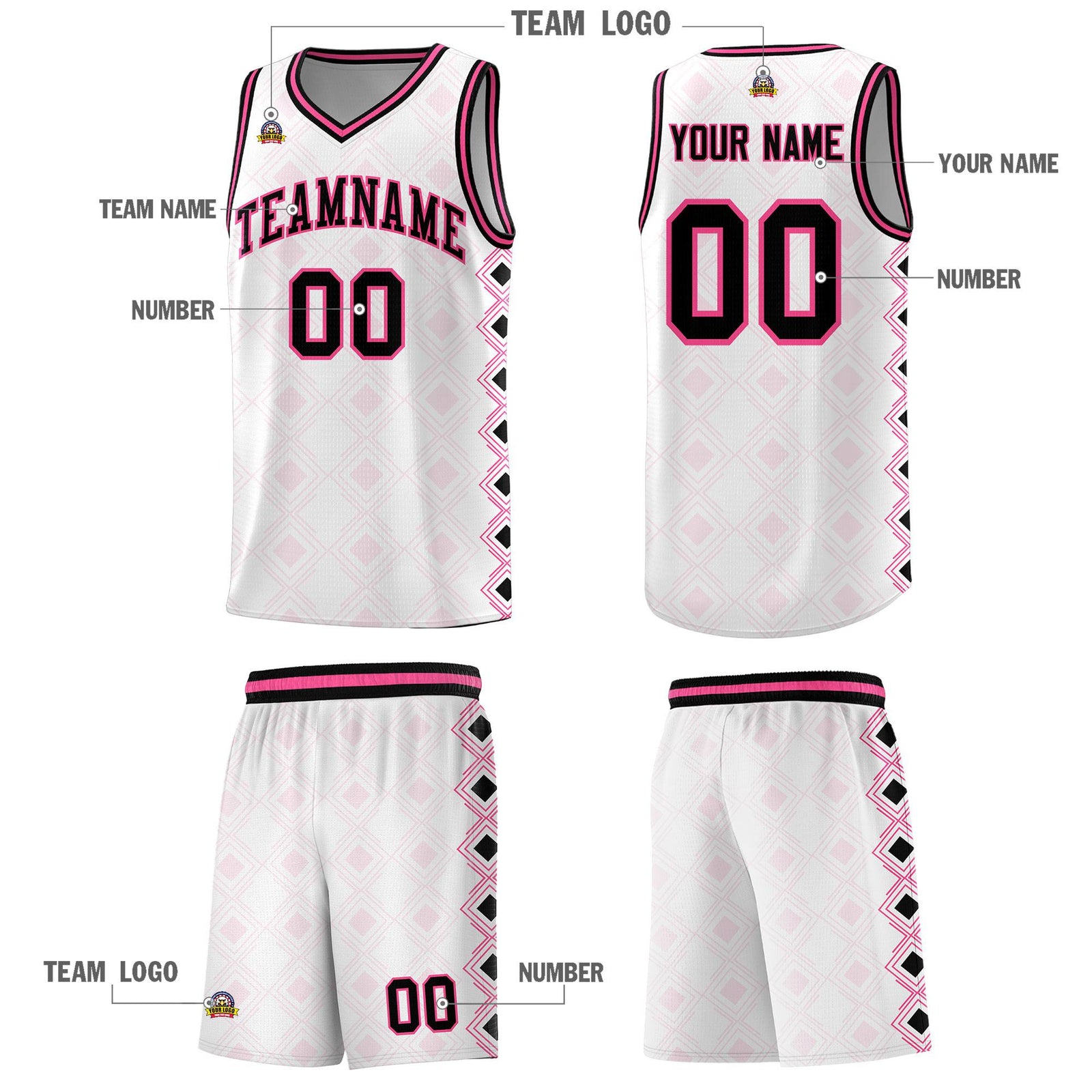 Custom White Side Blocks Sports Uniform Basketball Jersey