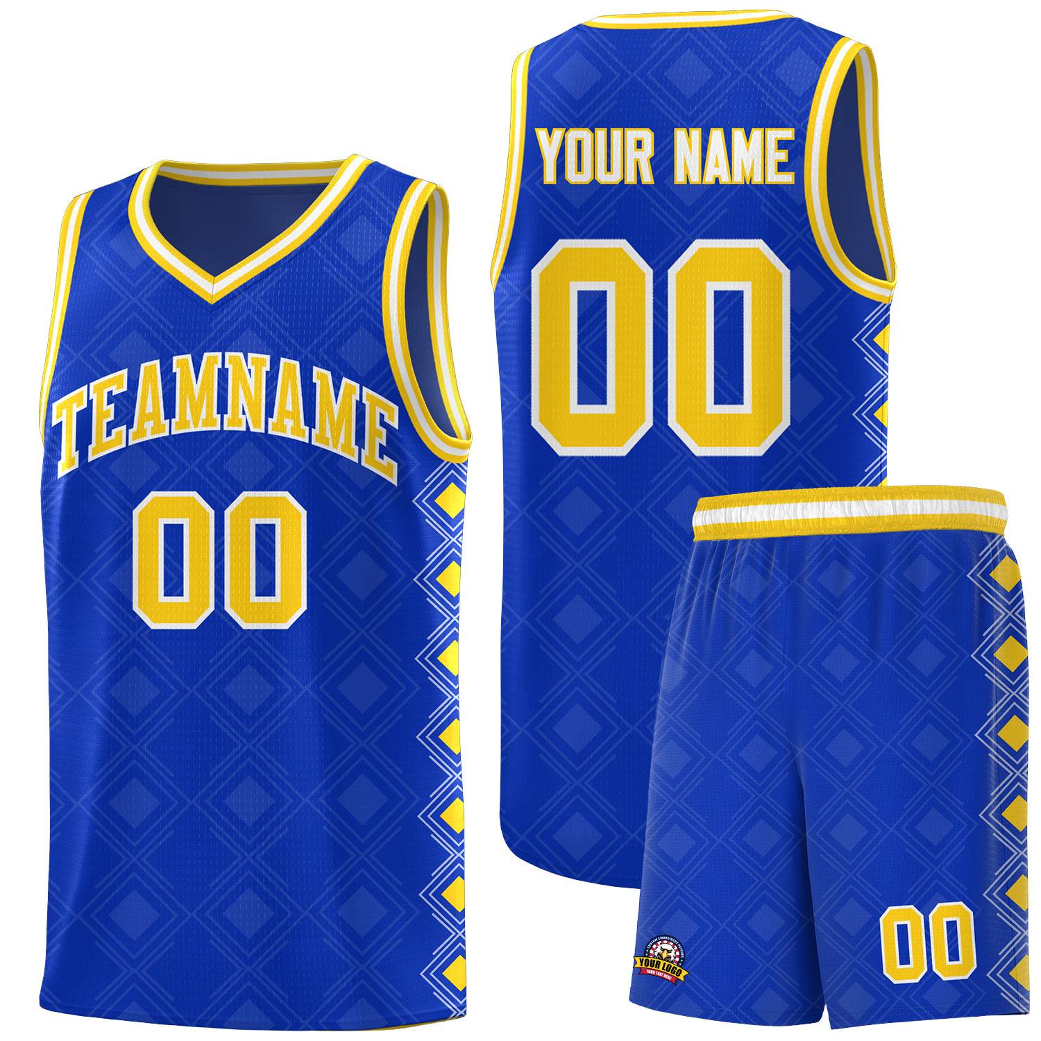 Custom Royal Side Blocks Sports Uniform Basketball Jersey