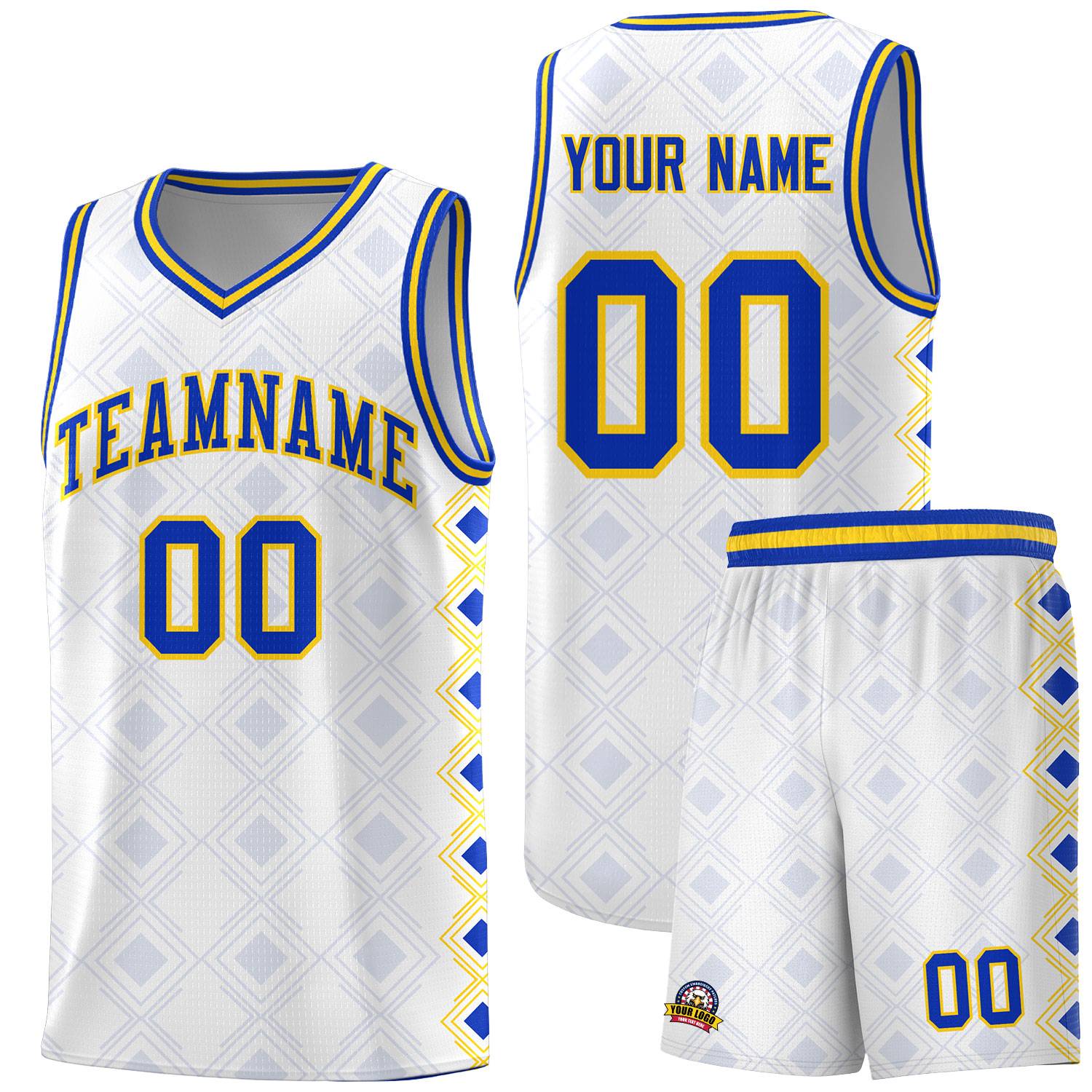Custom White Side Blocks Sports Uniform Basketball Jersey