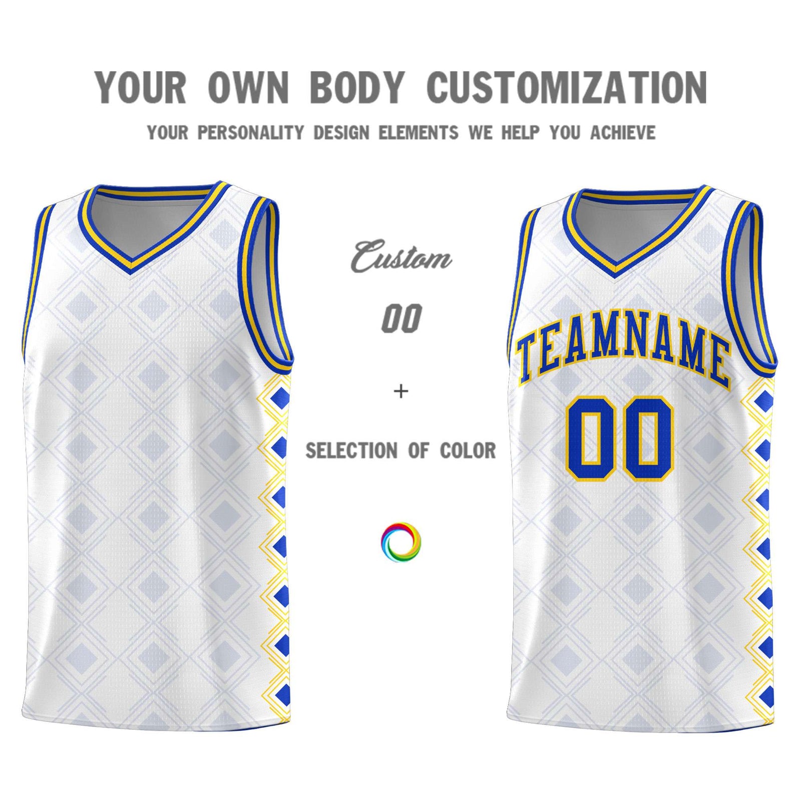 Custom White Side Blocks Sports Uniform Basketball Jersey