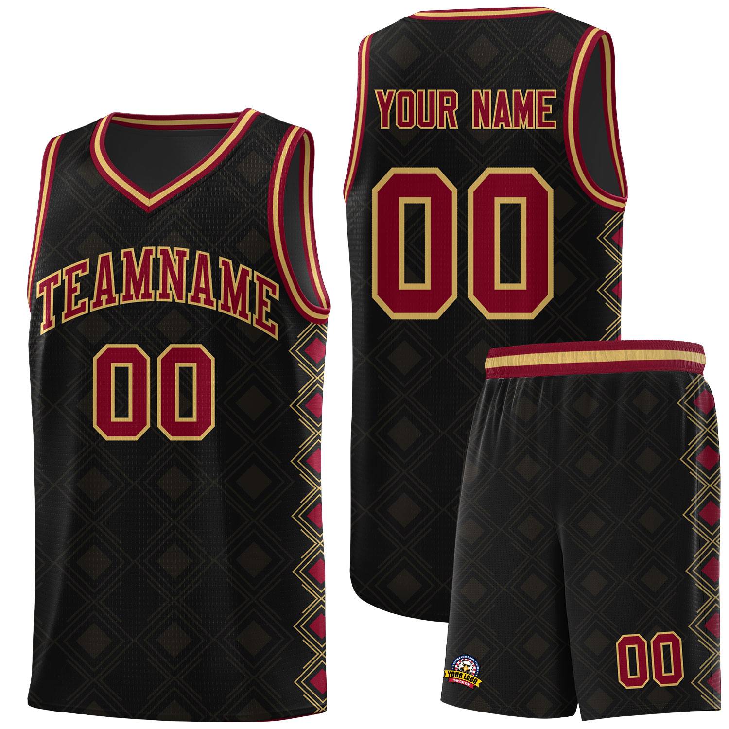 Custom Black Side Blocks Sports Uniform Basketball Jersey