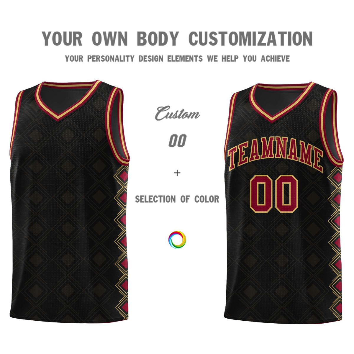 Custom Black Side Blocks Sports Uniform Basketball Jersey