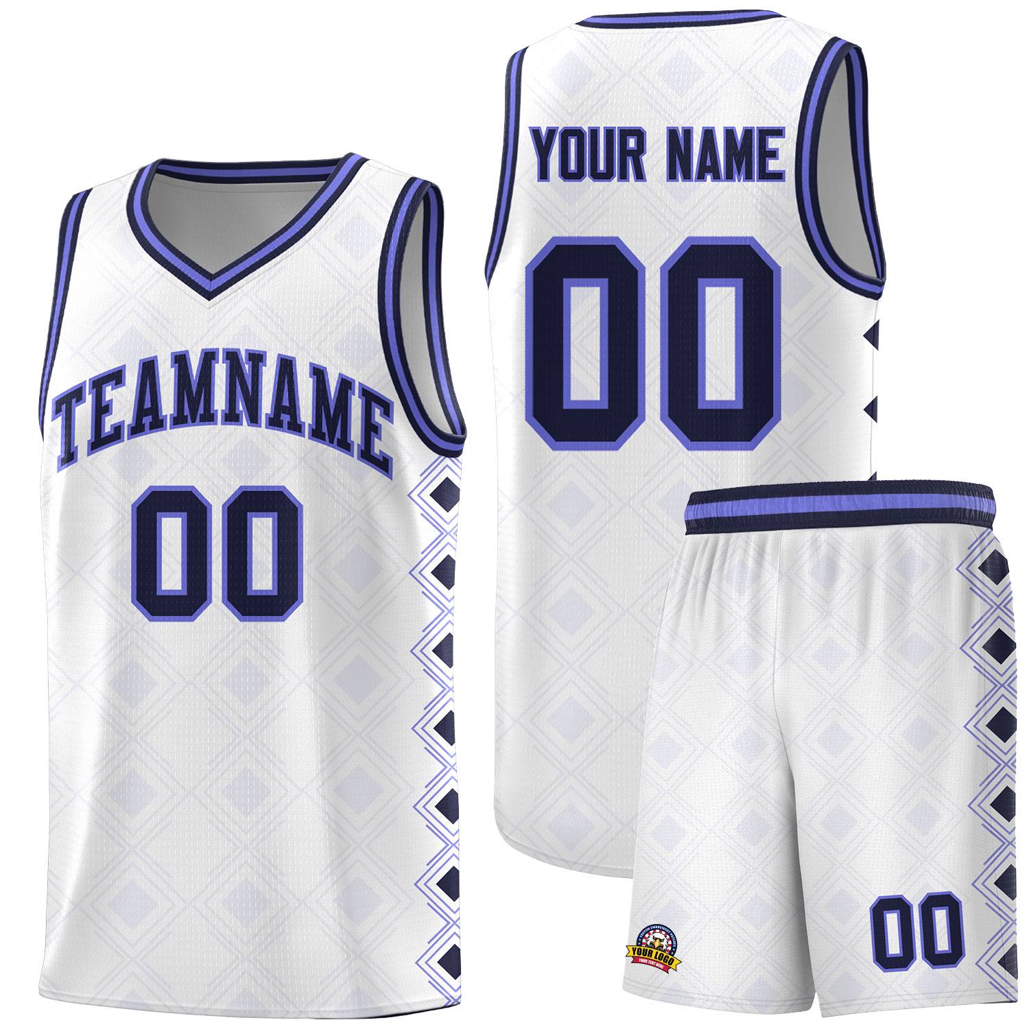 Custom White Side Blocks Sports Uniform Basketball Jersey