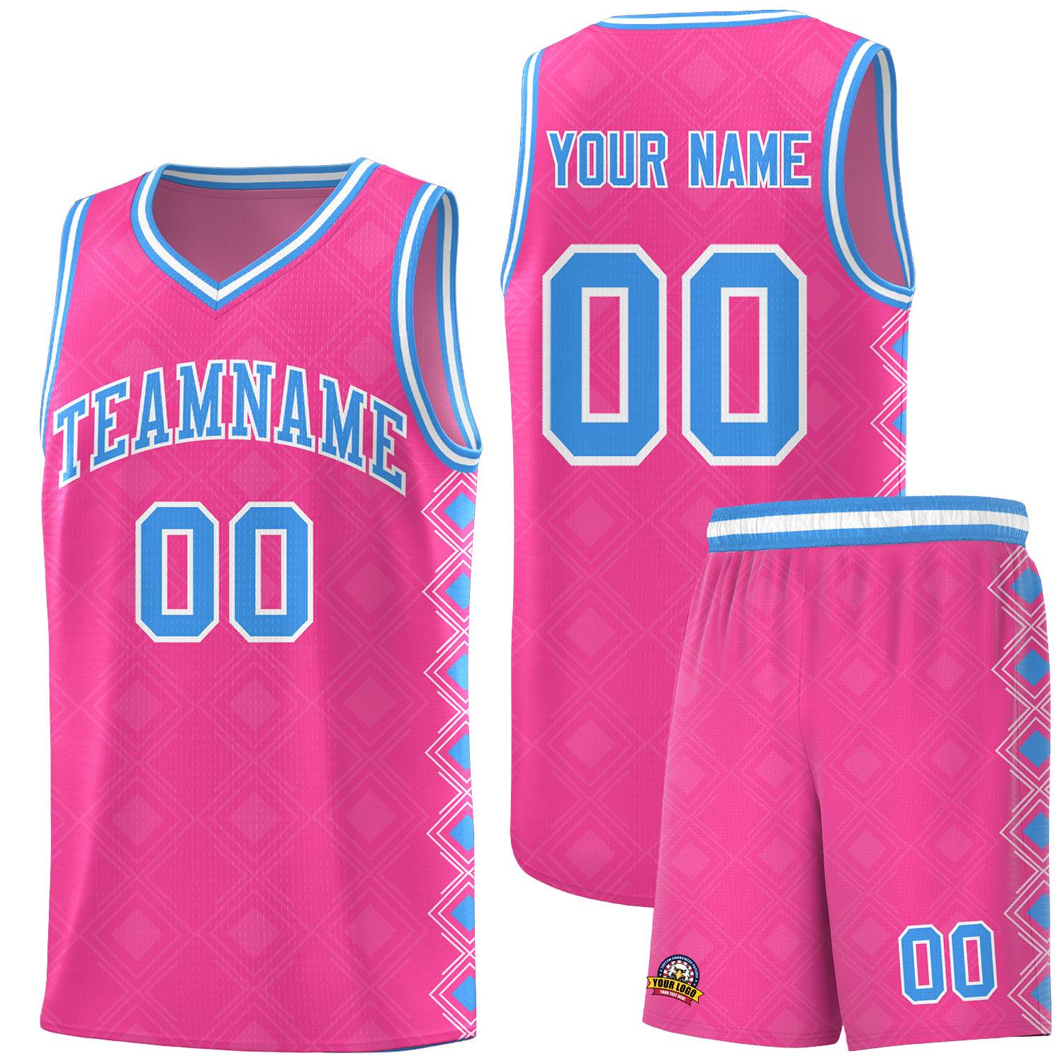 Custom Pink Side Blocks Sports Uniform Basketball Jersey