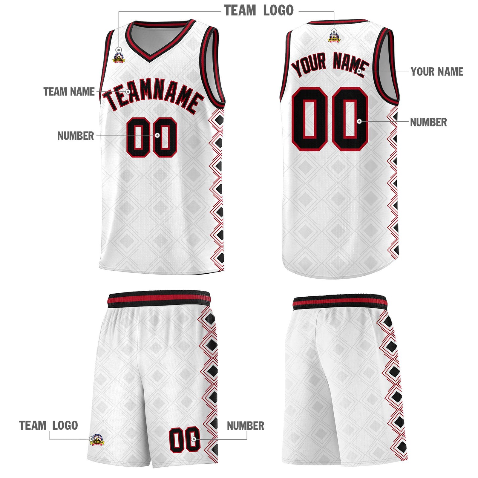 Custom White Side Blocks Sports Uniform Basketball Jersey