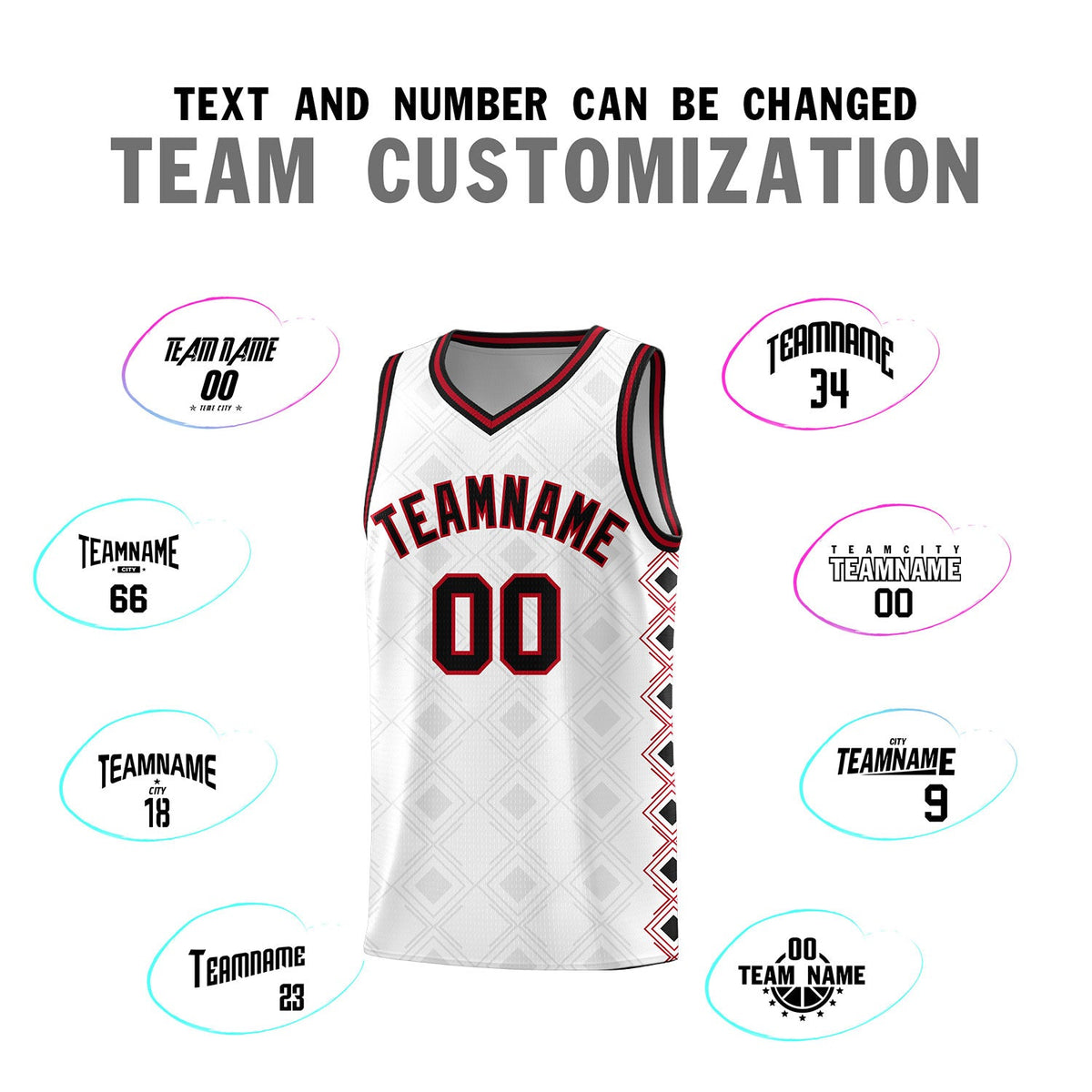 Custom White Side Blocks Sports Uniform Basketball Jersey